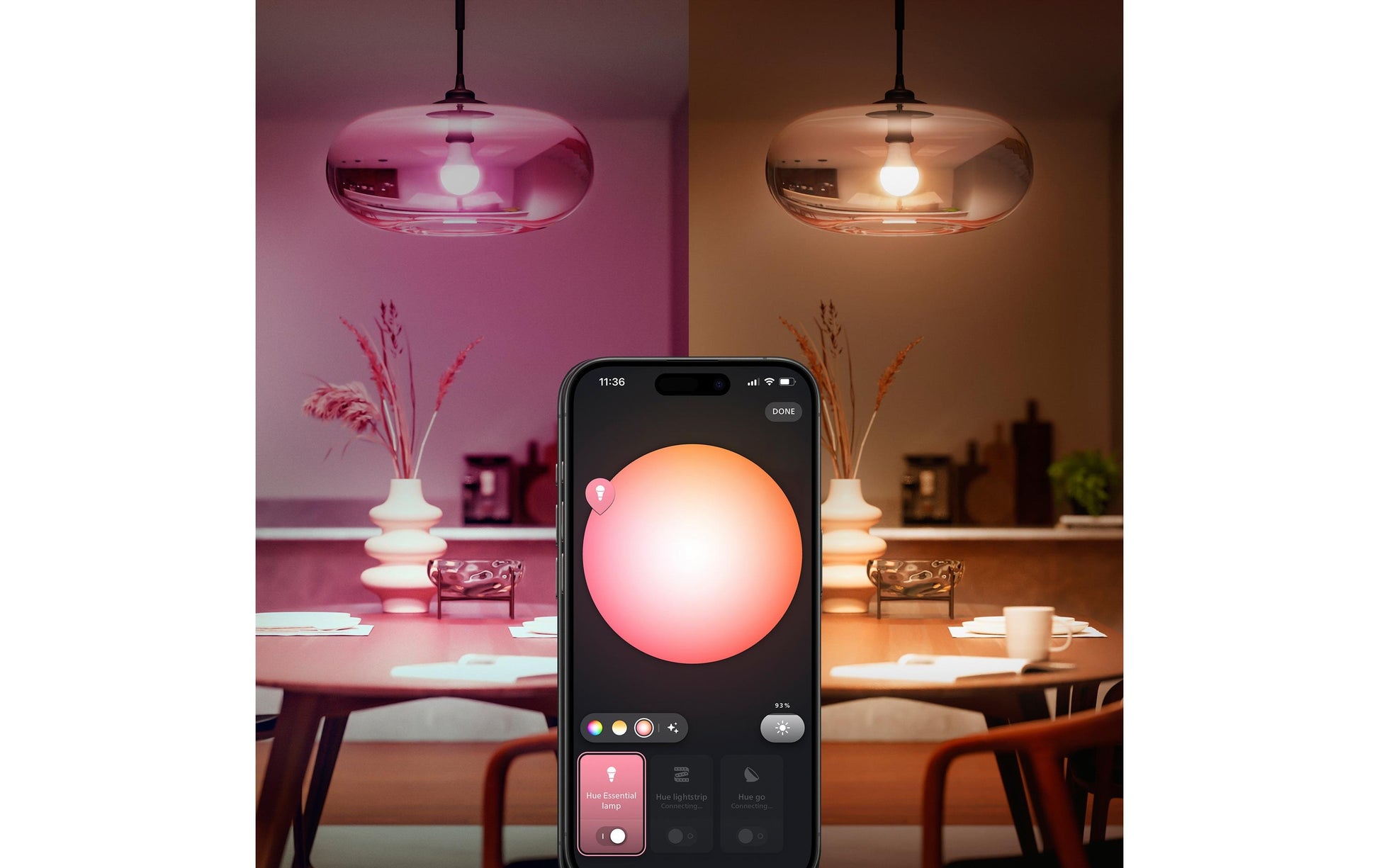 Philips Hue Essential White & Colour LED-Leuchtmittel E27 3er-Pack – 8 W, 806 lm, mehrfarbig, für Zigbee