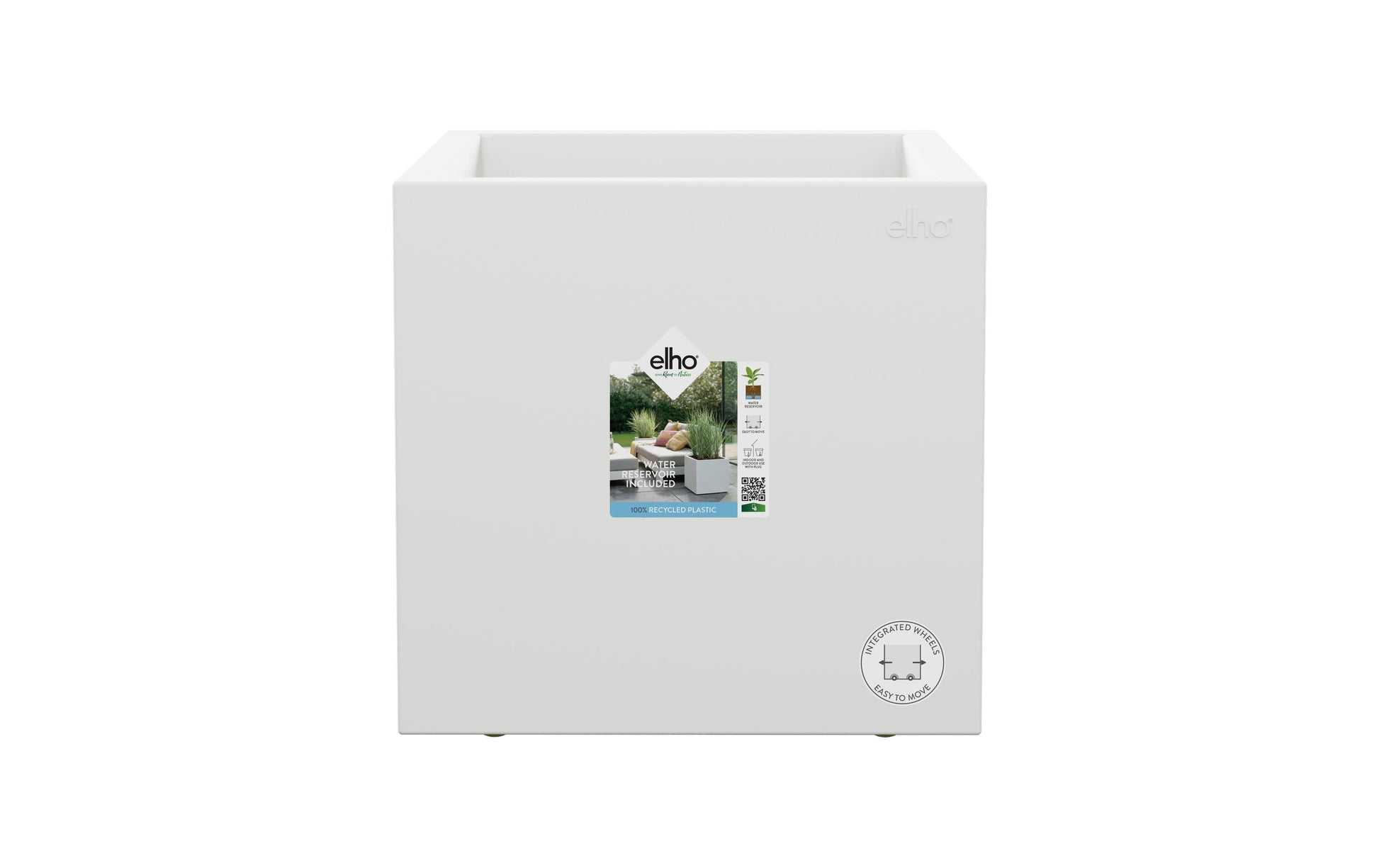 elho Vivo Next Quadrat 30 Pflanztopf – 30 × 29 × 30 cm – Kunststoff, weiss
