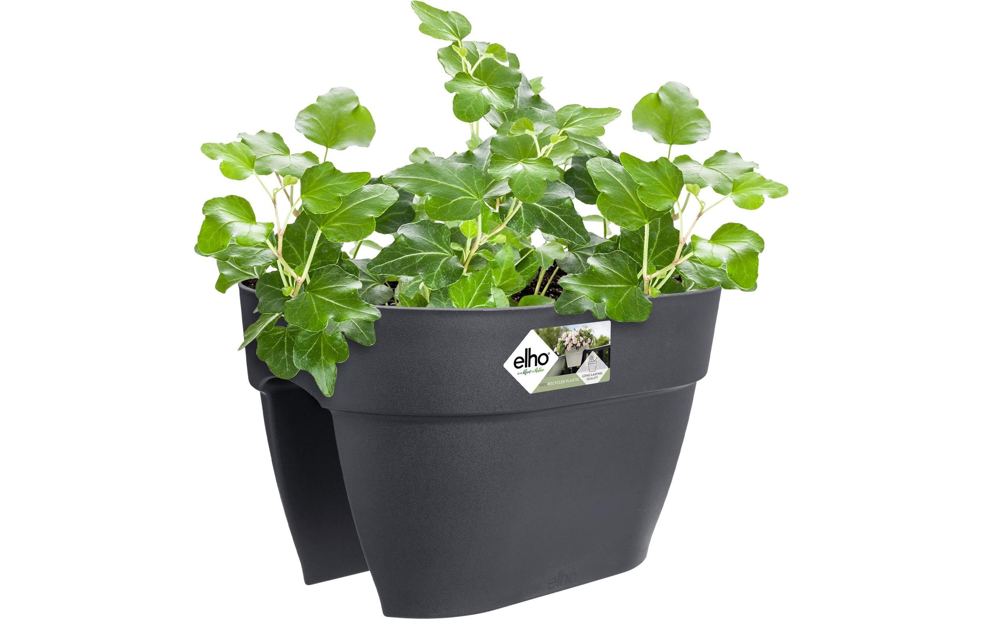 elho Campana Flower Bridge 40 Pflanzkübel – 10 l – 40 × 22 × 26 cm – Recycling-Kunststoff, Schwarz