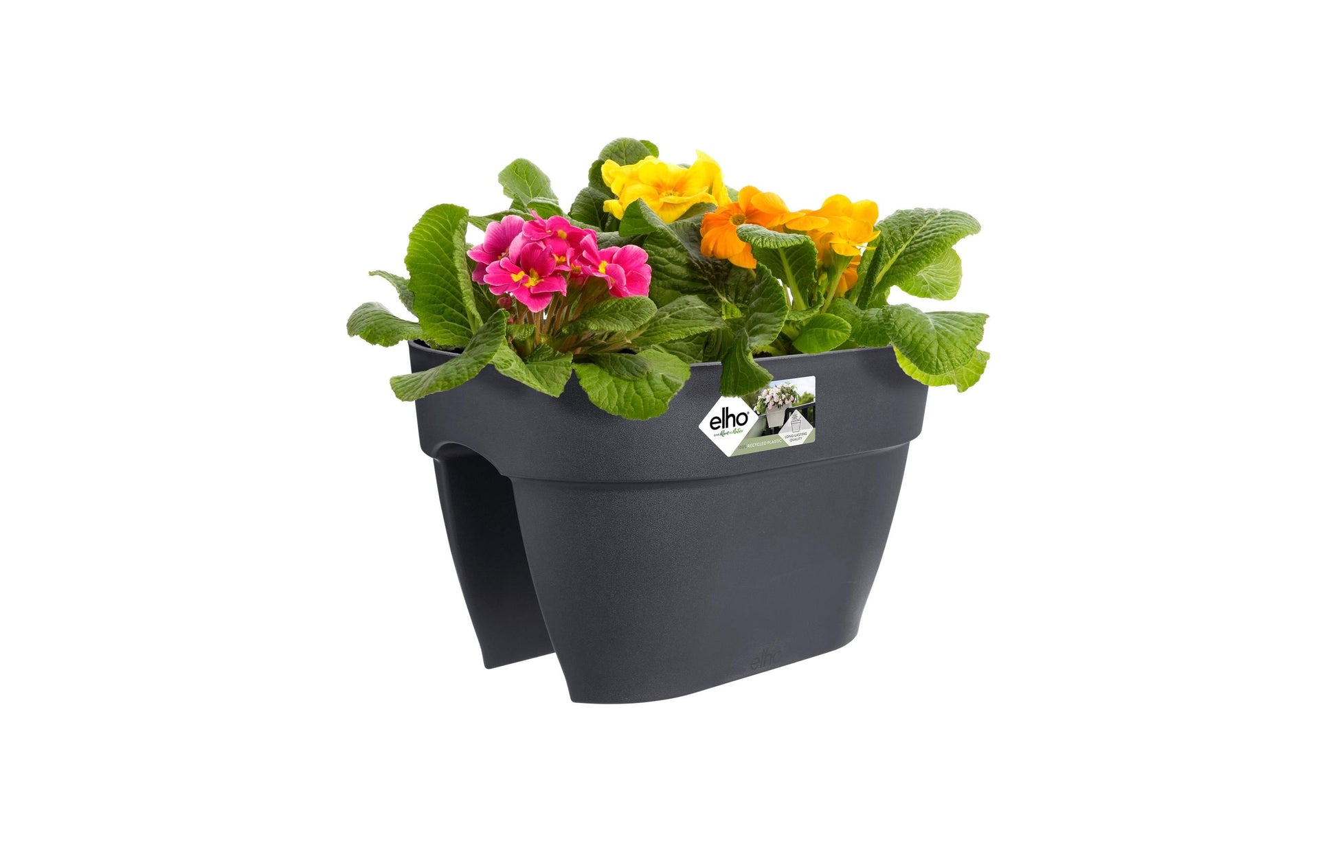 elho Campana Flower Bridge 40 Pflanzkübel – 10 l – 40 × 22 × 26 cm – Recycling-Kunststoff, Schwarz