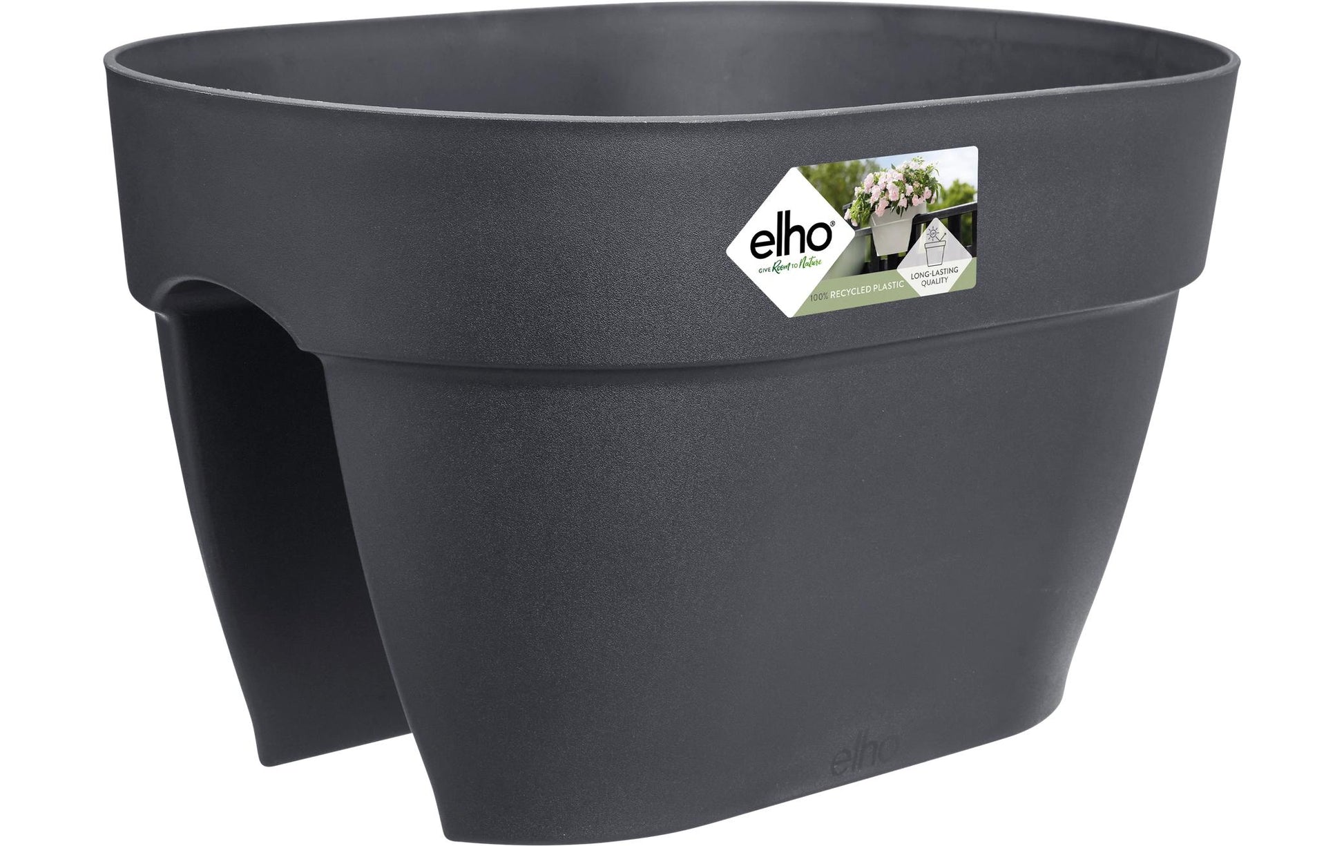 elho Campana Flower Bridge 40 Pflanzkübel – 10 l – 40 × 22 × 26 cm – Recycling-Kunststoff, Schwarz