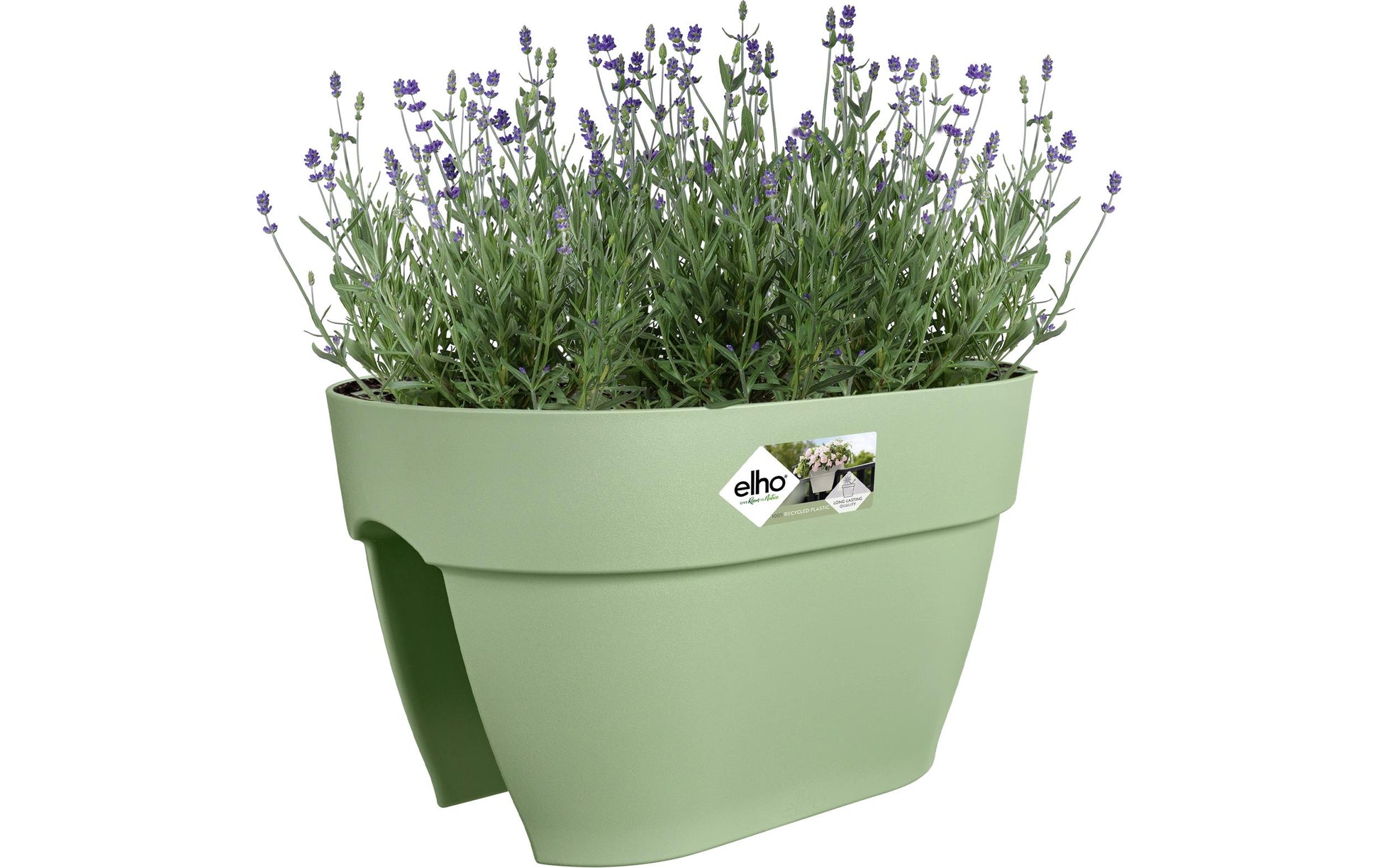 elho Blumenkasten – 10000 ml, 40 × 22 cm – Recycling-Kunststoff, Grün
