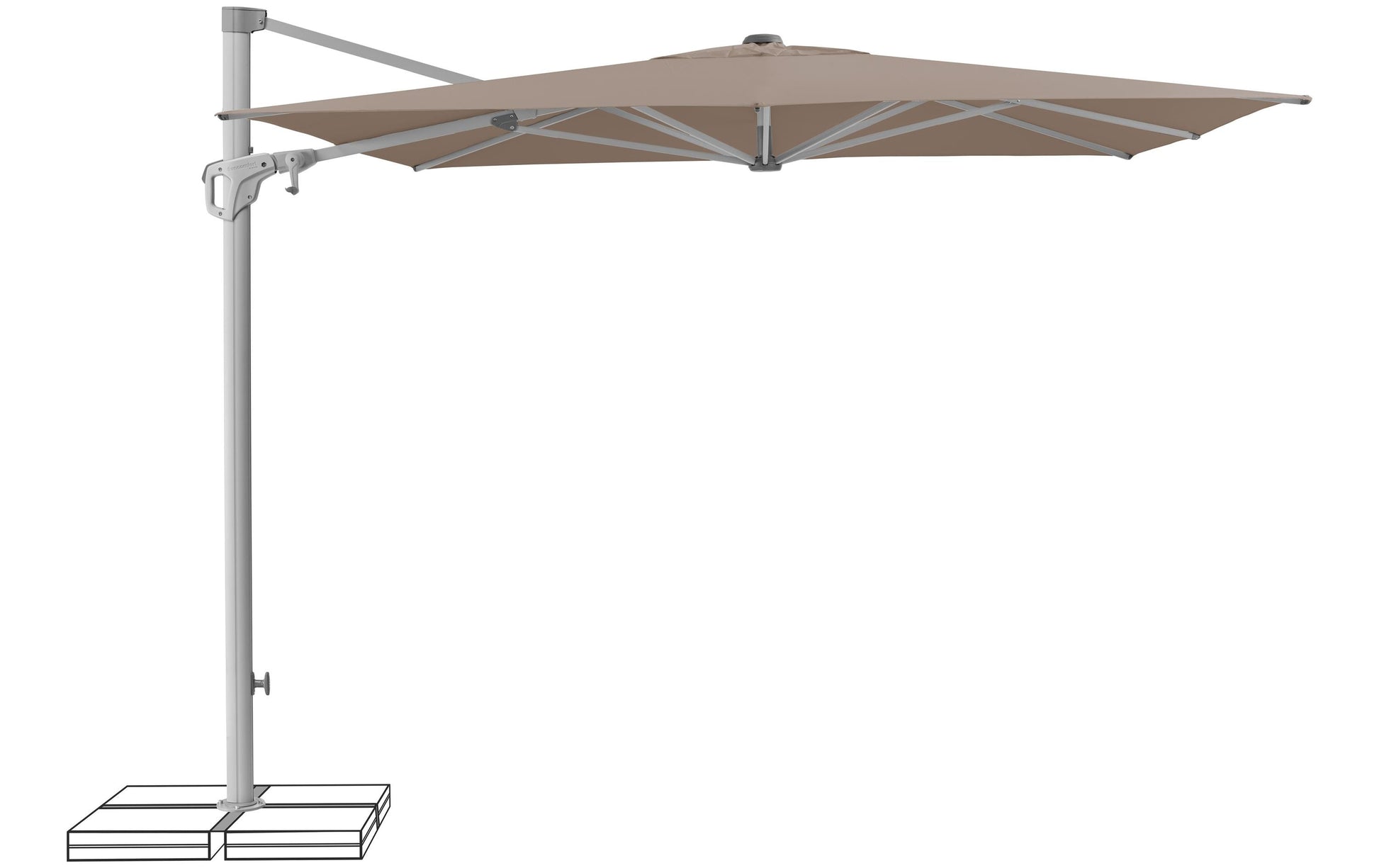 Suncomfort by Glatz Familyflex Terrassenschirm – Ø 25 cm – Helltaupe – Höhenverstellbar, Neigbar