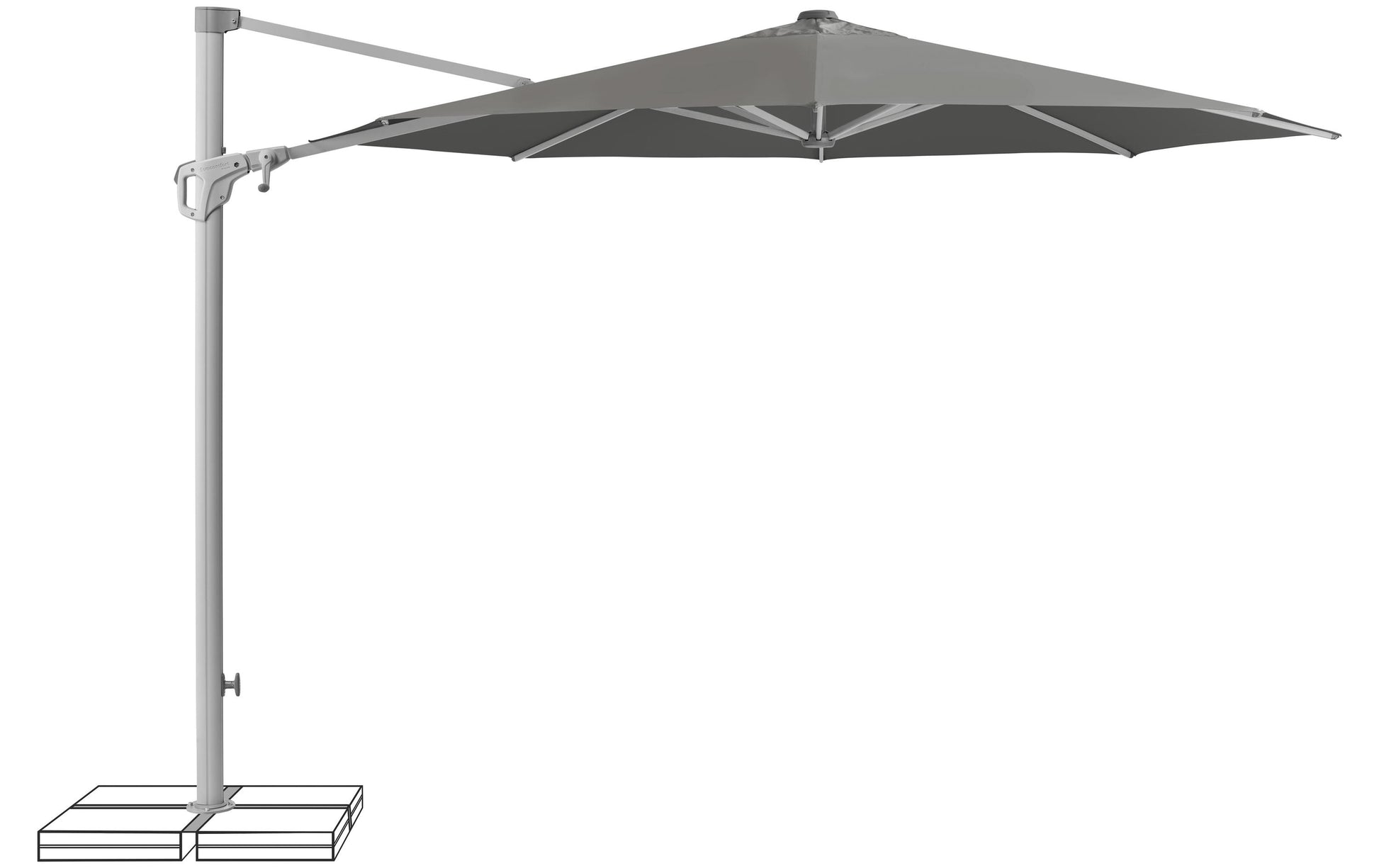 Suncomfort by Glatz Familyflex Terrassenschirm – rechteckig 300 × 300 cm, Aluminium, Steingrau, für Aussenbereich