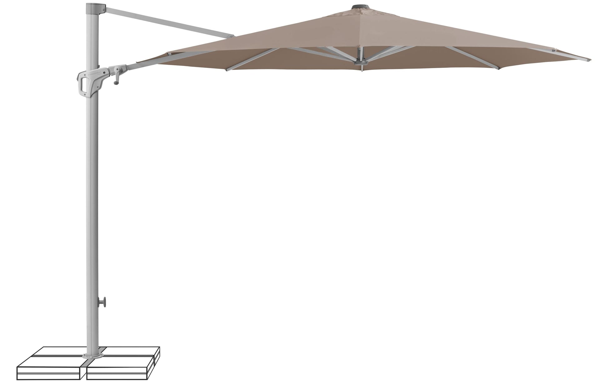 Suncomfort by Glatz Familyflex Terrassenschirm – 300 × 300 cm – Polyester & Aluminium, Hellbraun