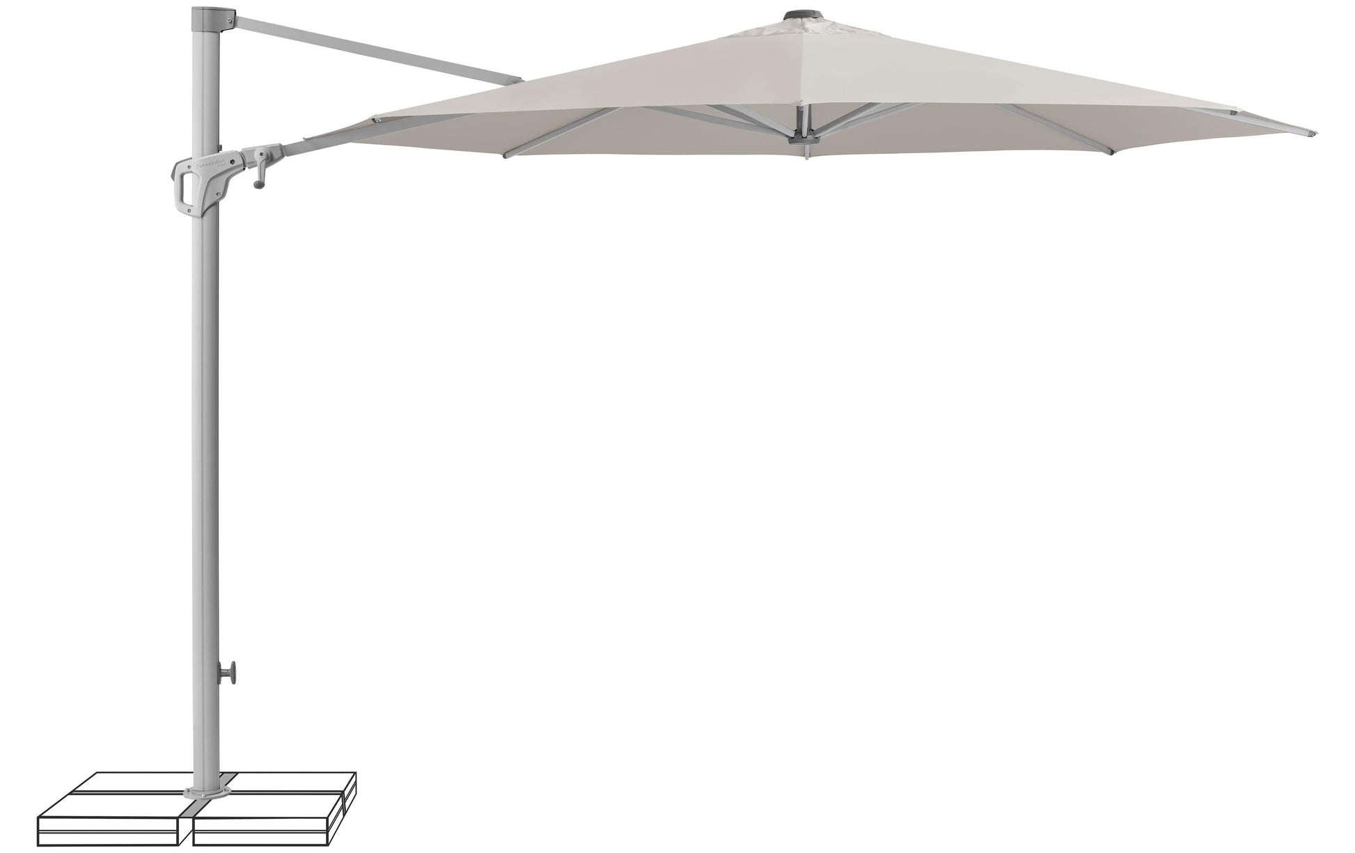 Suncomfort by Glatz Familyflex Terrassenschirm – Ø 300 cm – Hellgrau – Höhenverstellbar, Neigbar