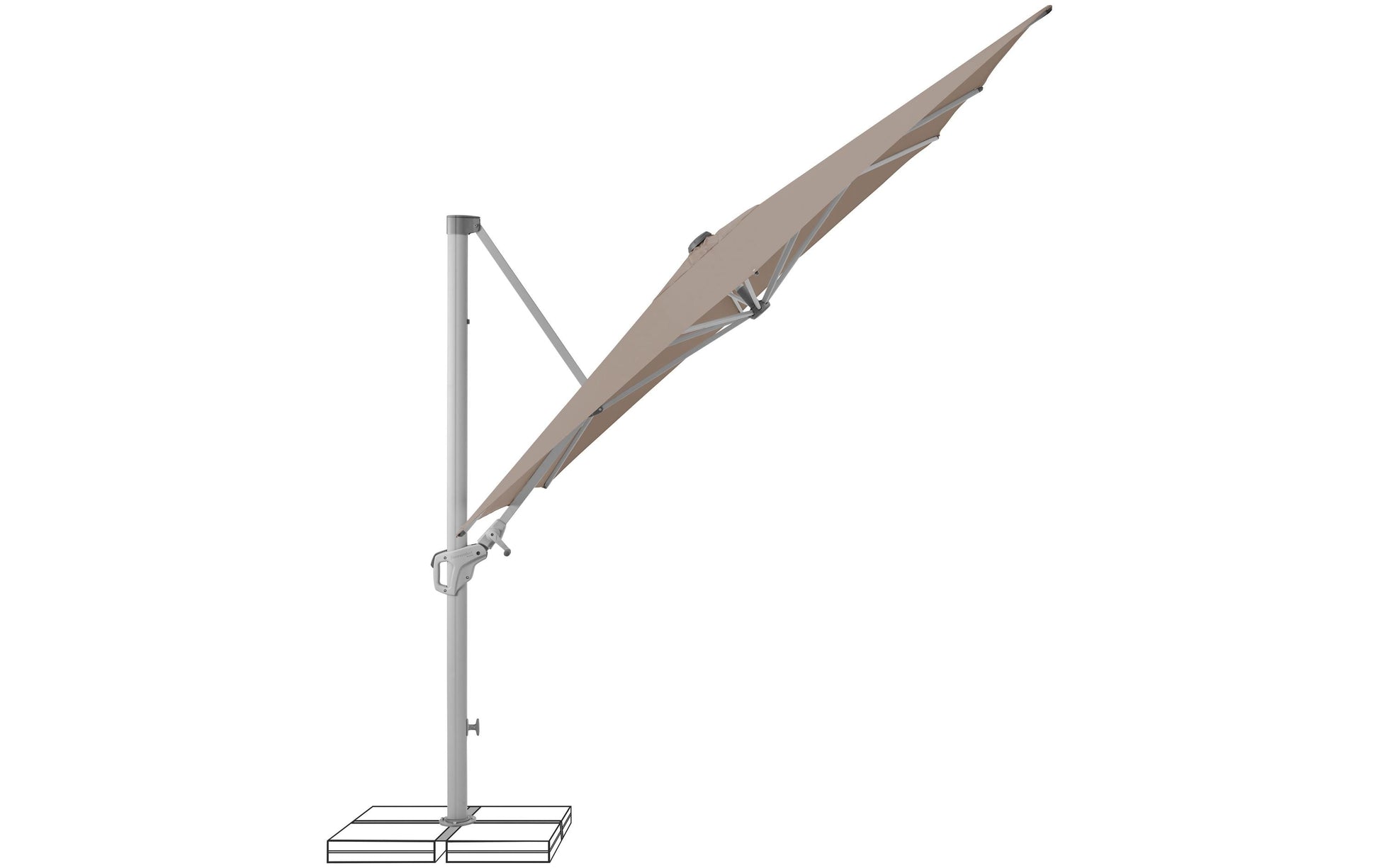 Suncomfort by Glatz Familyflex Terrassenschirm – Ø 25 cm – Helltaupe – Höhenverstellbar, Neigbar