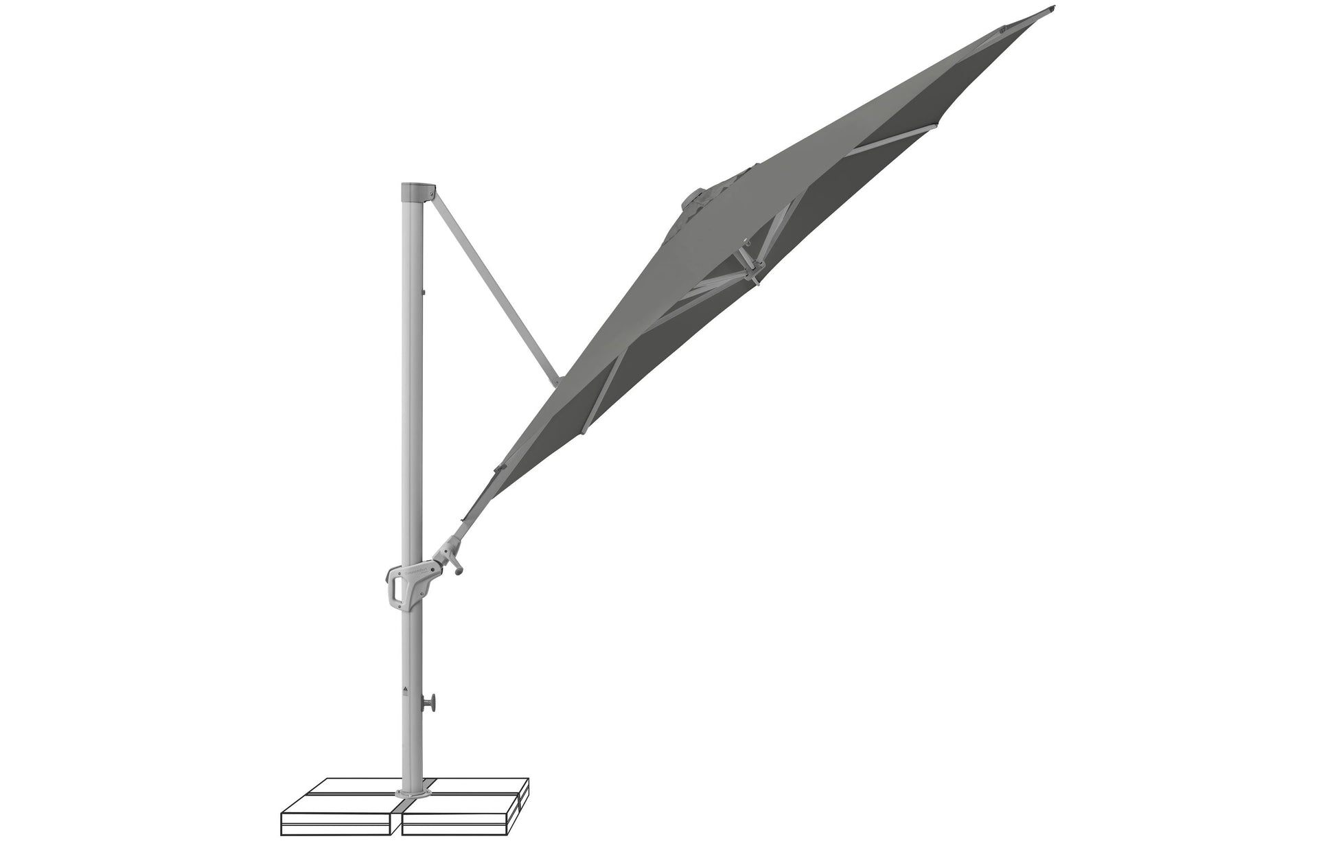 Suncomfort by Glatz Familyflex Terrassenschirm – rechteckig 300 × 300 cm, Aluminium, Steingrau, für Aussenbereich