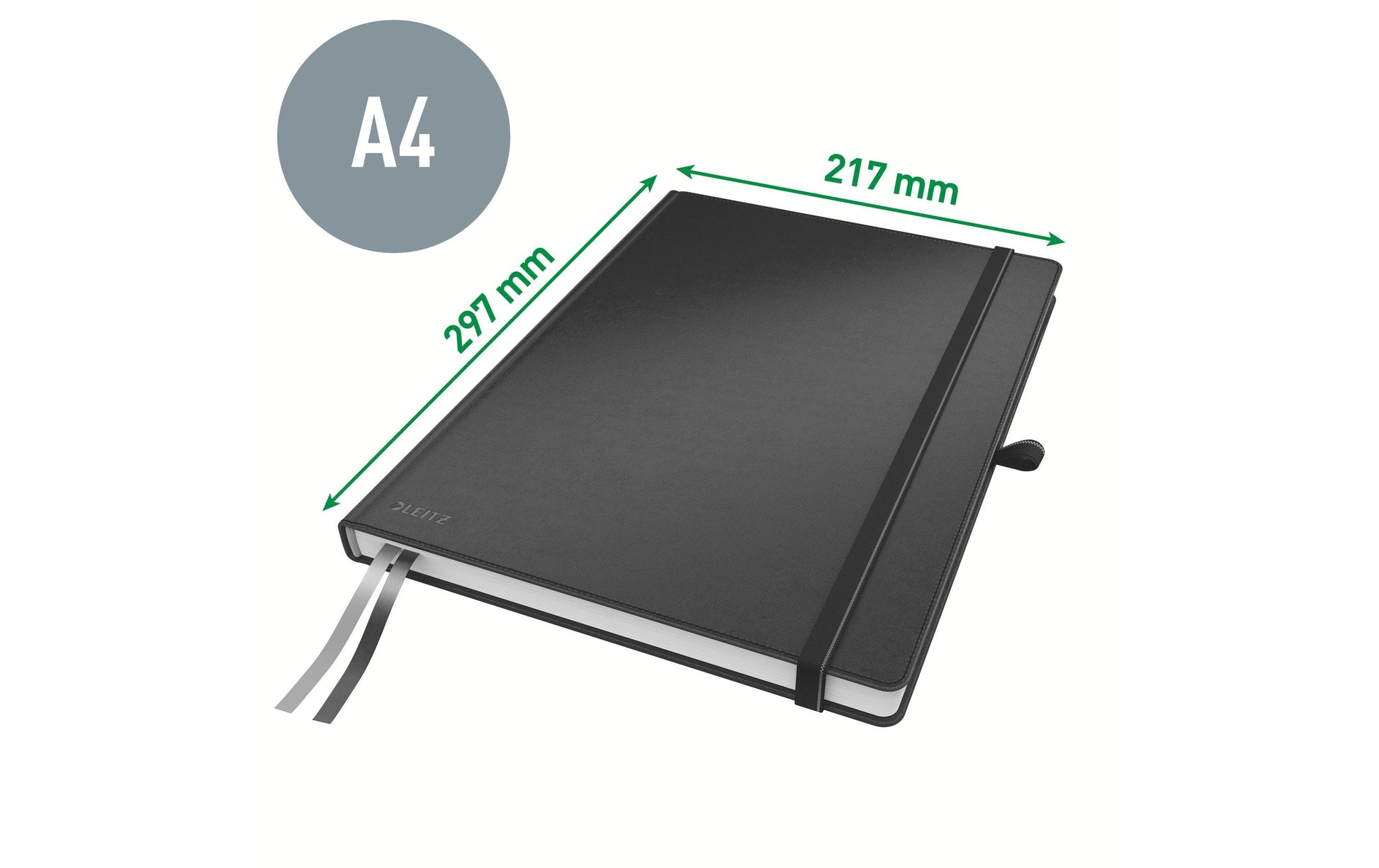 Leitz Notizbuch – A4 und A6 – kariert 5 mm – gebunden, schwarz, 2 Stück