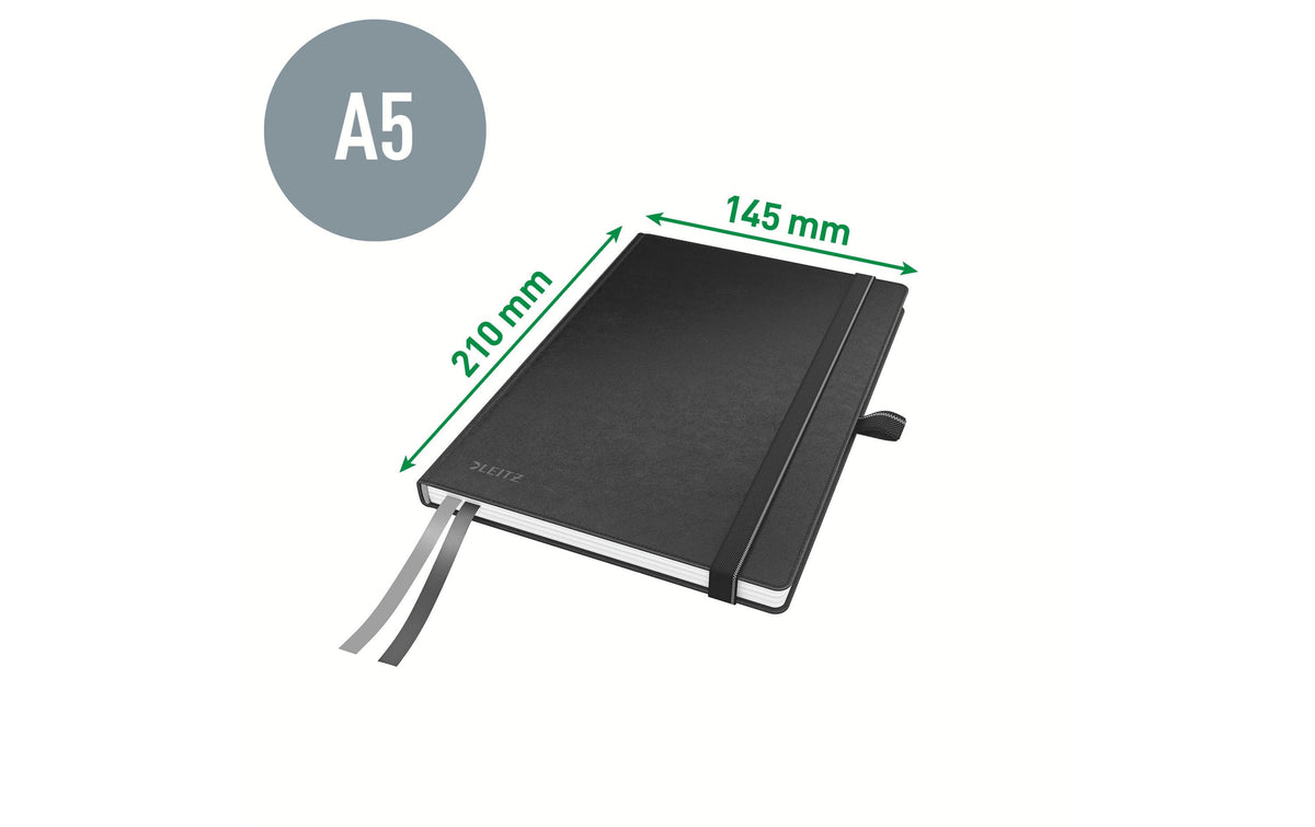 Leitz Notizbuch – A5 + A6 – kariert 5 mm – 80 Seiten – gebunden, schwarz, 2 Stück