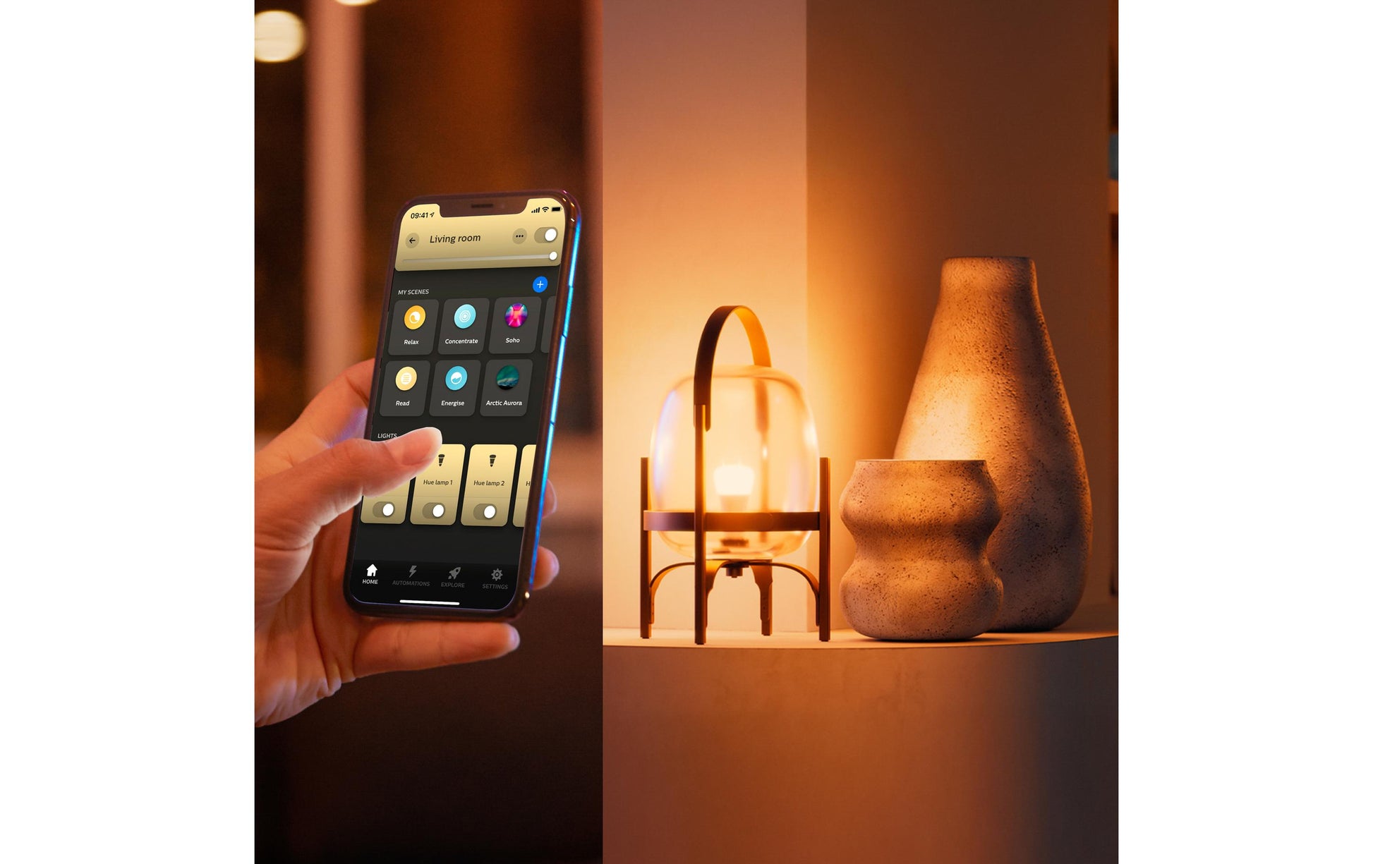 Philips by Signify Philips Hue Smart-Leuchtmittel E27 A-Form – Warmweiss/Kaltweiss, 810 lm, 6 W, Bluetooth/Zigbee – 4 Stk.