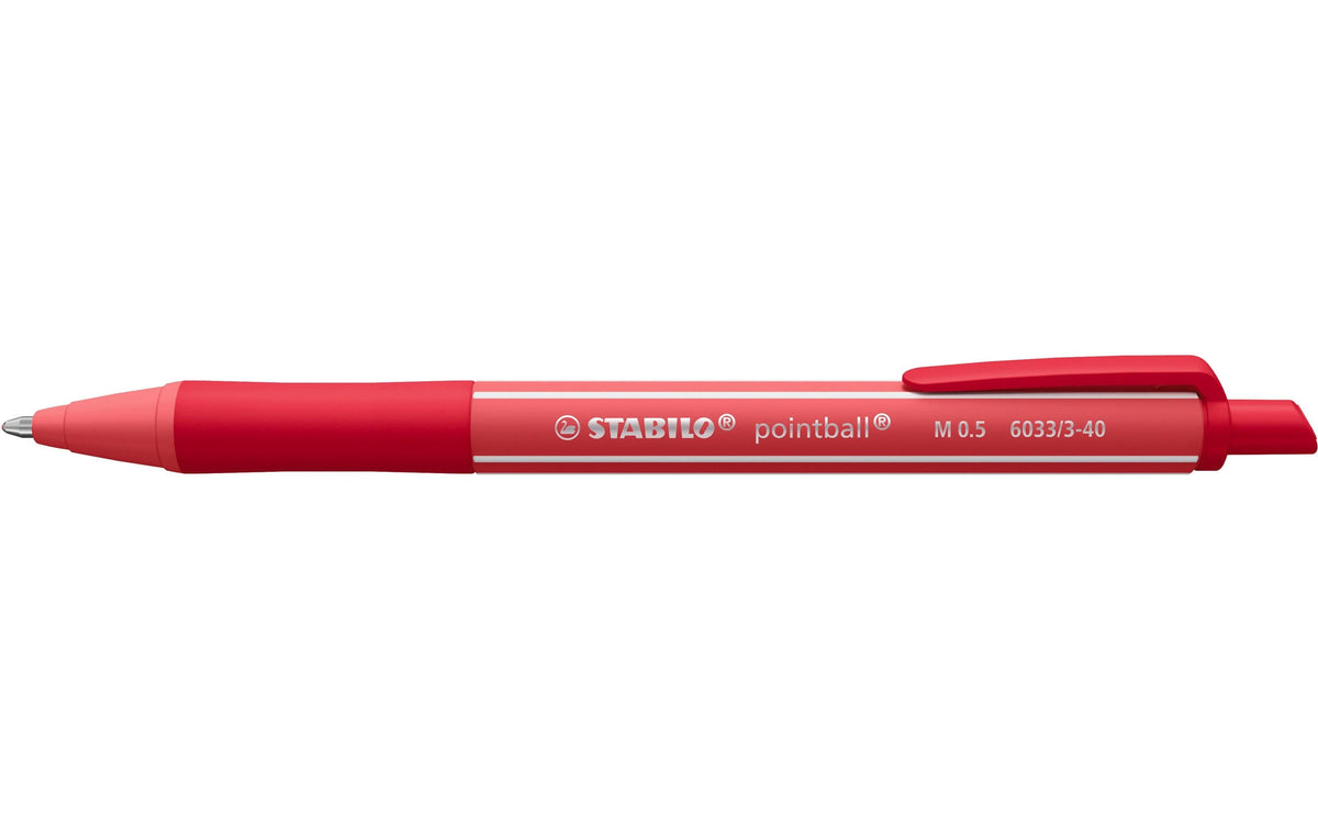 STABILO pointball bunter Kugelschreiber – Blau, Spitze 0,5 mm, Druck, rutschfeste Griffzone, nachfüllbar