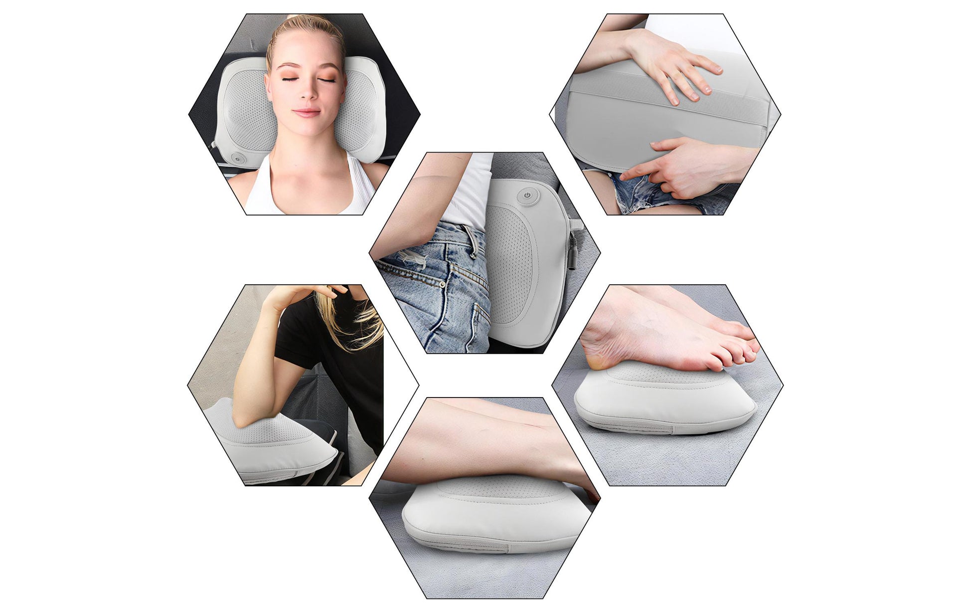Terraillon Massagekissen – weiss, 1200 × 330 mm, 1600 g, Shiatsu, 3 Betriebsstufen, Wärmefunktion