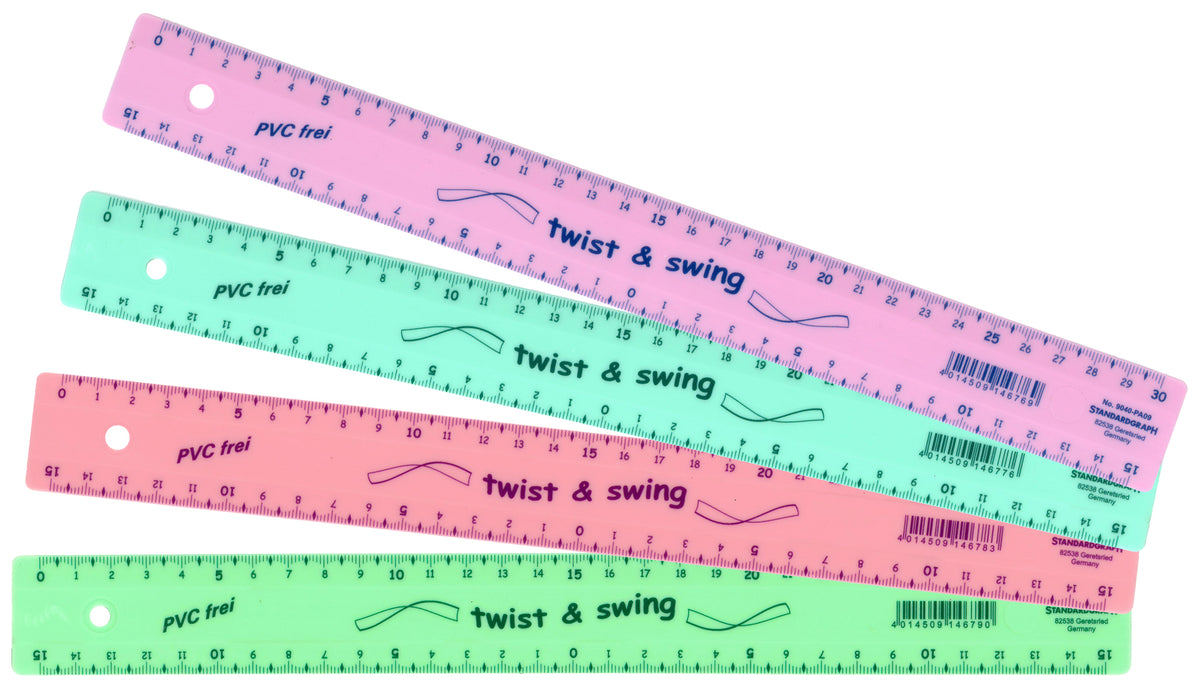 Standard Lineal – Kunststoff – 30 cm – flexibel, hohe Massgenauigkeit – Skala cm/mm
