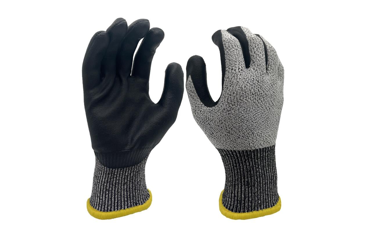 Ftm Schnittschutzhandschuhe – M – Schnittschutz, Nitril/Nylon/PE, Grau/Schwarz, Reissfest, Ölabweisend