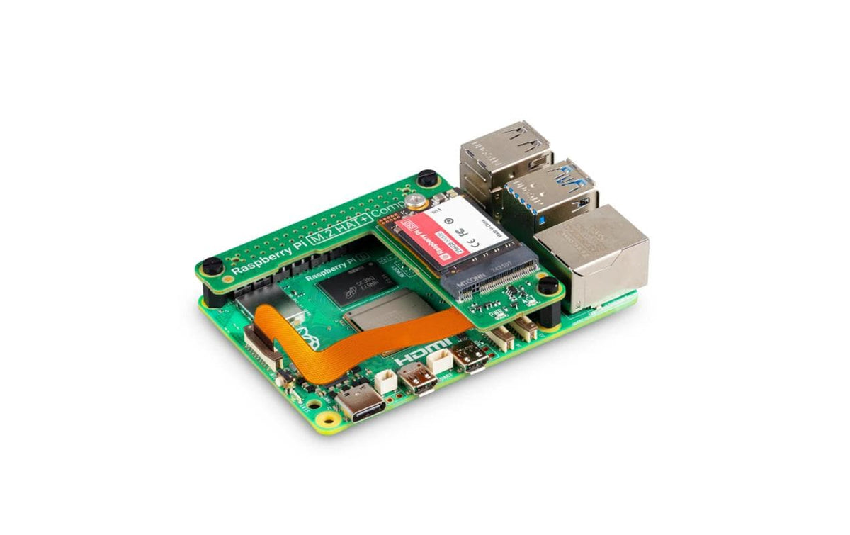 Raspberry Pi M.2 HAT+ Kompakte Adapterplatine – M.2 Key-M (2230, NVMe) zu PCIe – für Raspberry Pi 5