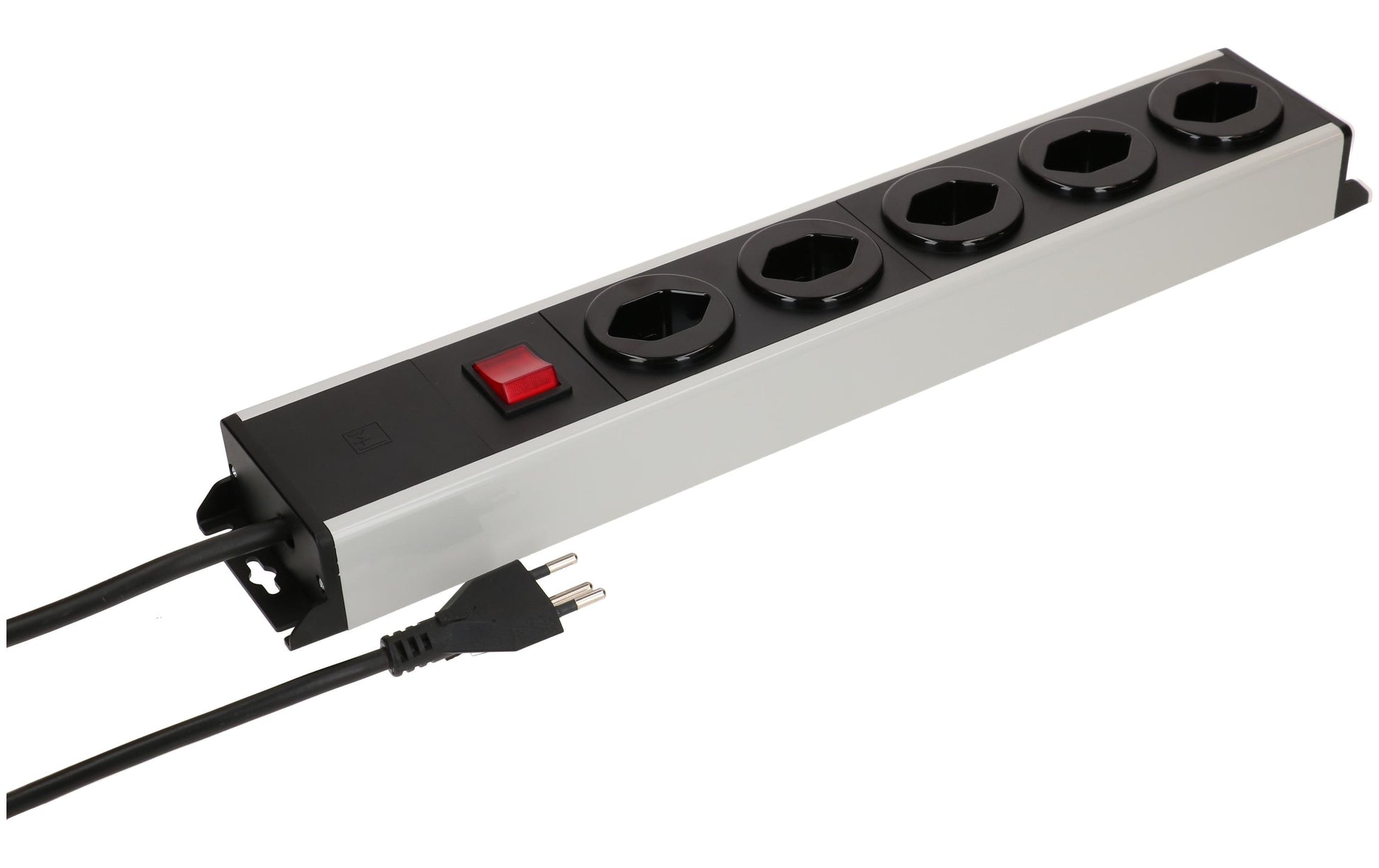 Max Hauri AG Max Hauri Power Line Steckdosenleiste, 5×T13, mit Schalter, 1,5 m, Stecker T12 – Grau/Schwarz