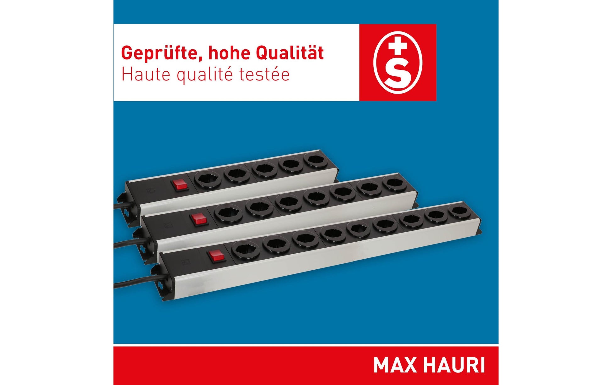 Max Hauri AG Max Hauri Power Line Steckdosenleiste – 5× T13, 5 m, mit Schalter, Grau/Schwarz