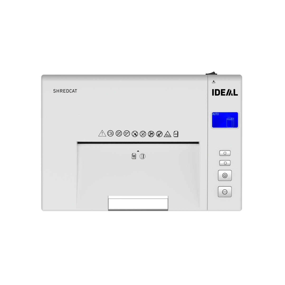 Ideal Shredcat 8292 Aktenvernichter – Partikelschnitt, P-4, 4 × 10 mm, 10 Blatt, AutoFeed 200 Blatt, 26 l