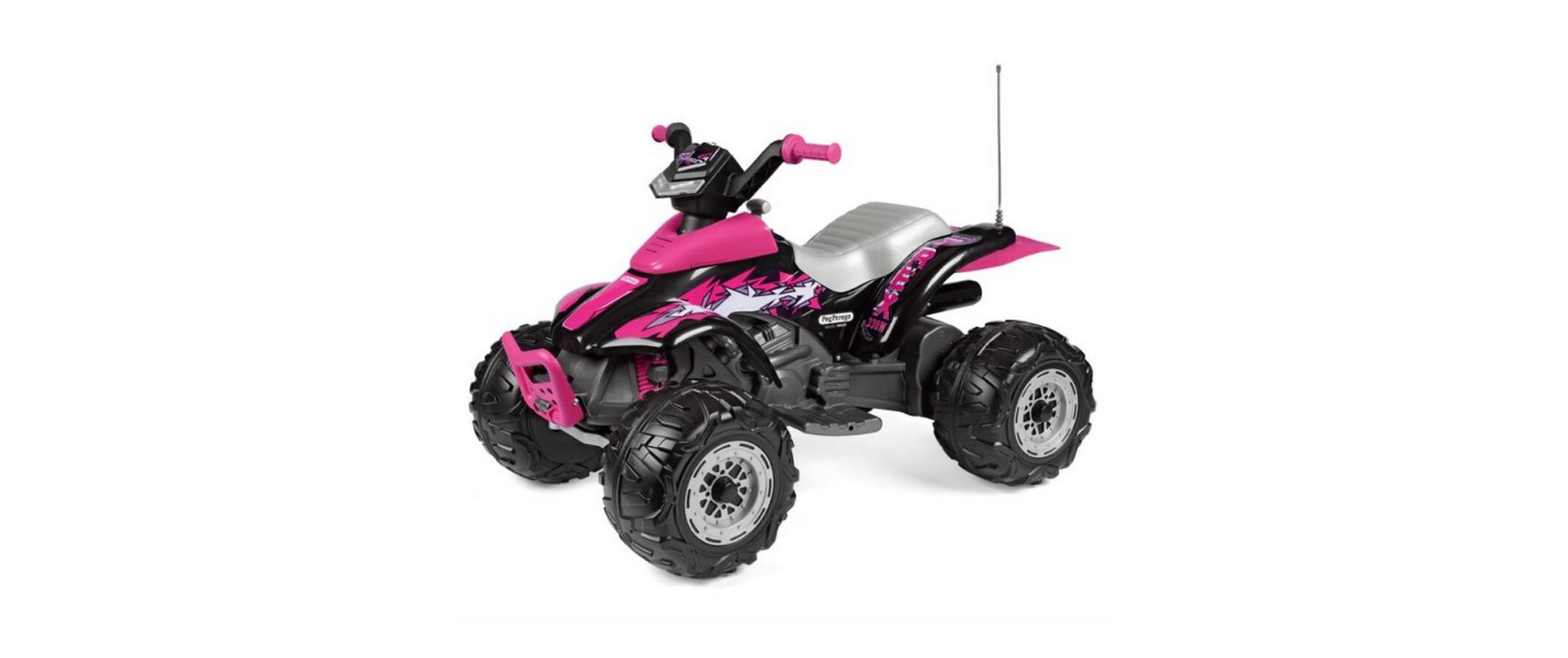 Peg Perego Aufsitz-Quad – 12 V, 6,7 km/h, 40 kg – 64,5 × 99,5 × 65,5 cm – ab 3 Jahren – schwarz/pink