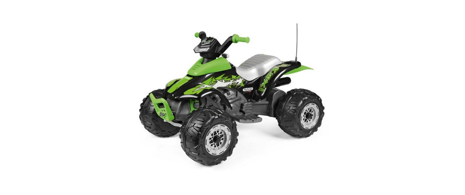 Peg Perego Corral T-Rex 330W 12V – Aufsitz-Quad – 64,5×99,5×65,5 cm – 6,7 km/h, 40 kg – ab 3 Jahren – grün/schwarz