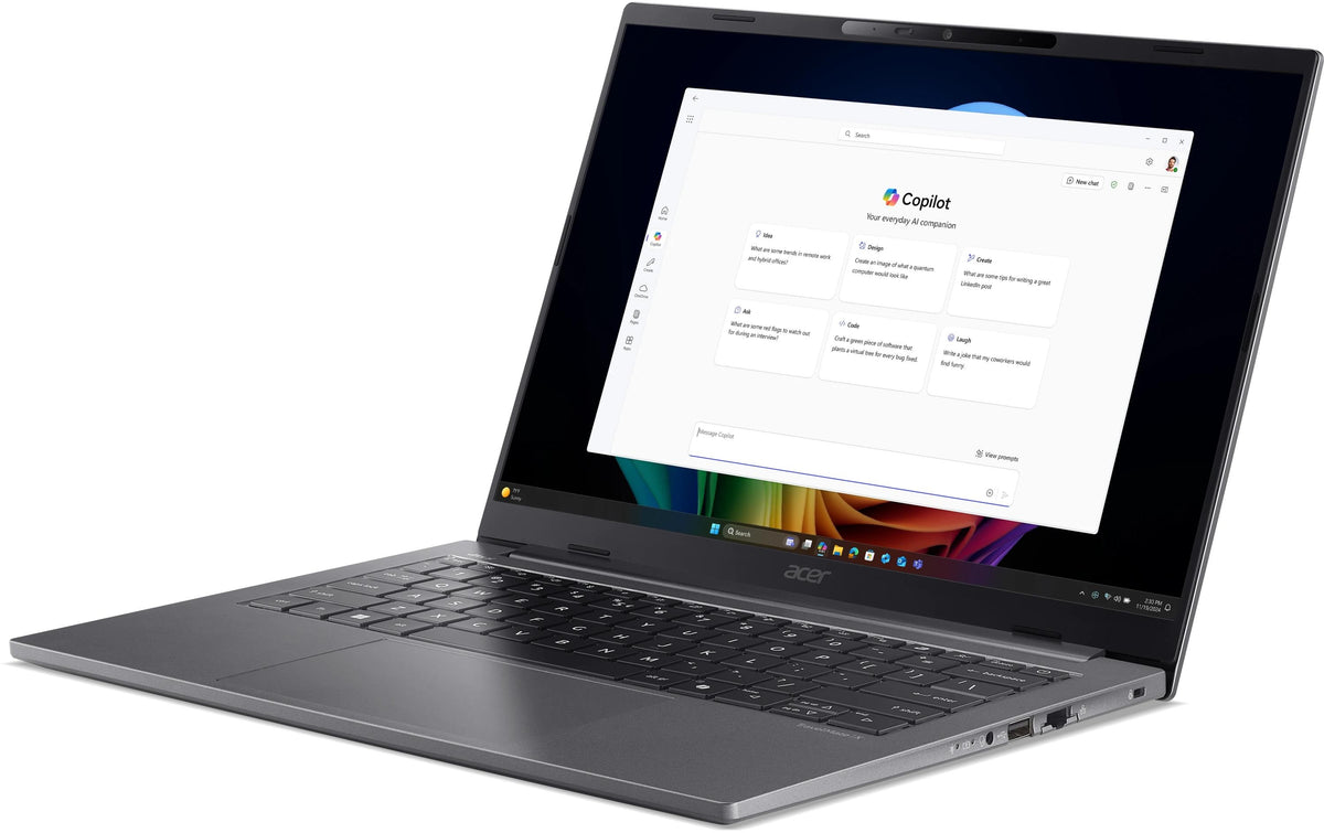 Acer TM X4 14 AI – 14" WUXGA, Core Ultra 7 256V, 16 GB, 512 GB SSD, Win 11 Pro, QWERTZ (CH)