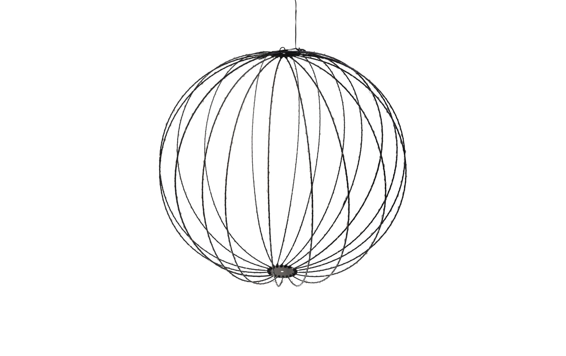 Cocon Dekoleuchte Aussen 3D Eisendrahtkugel – Ø 60 cm – Warmweiss – Netzbetrieb – Schwarz