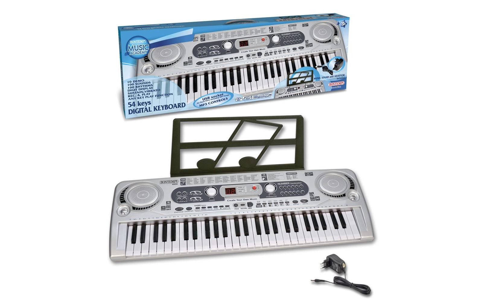 Bontempi Digitales Keyboard – 54 Tasten, 100 Melodien – ab 5 Jahren – Kunststoff, mehrfarbig – 6× AA