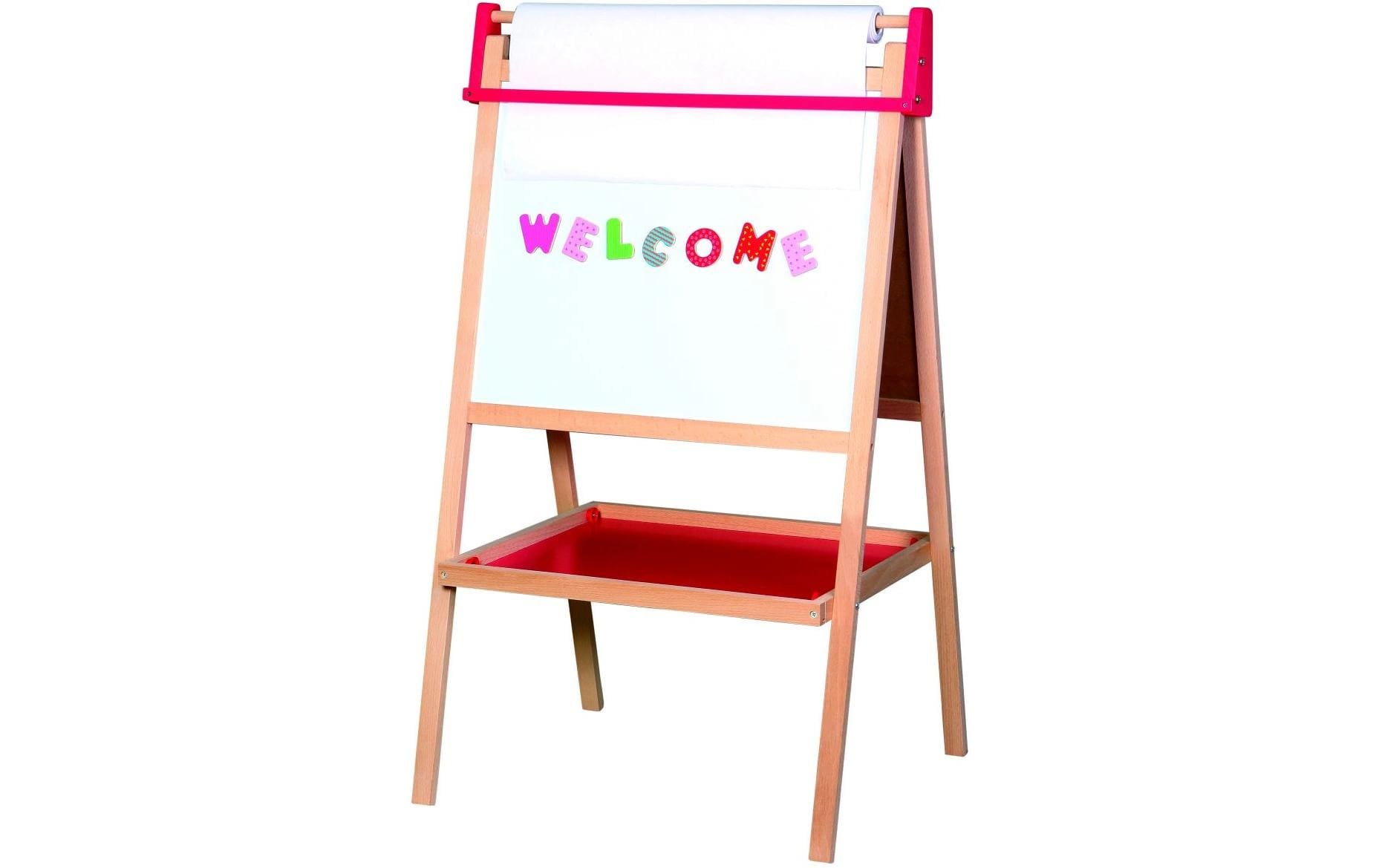 Spielba holzspielwaren Spielba Kinder-Kreidetafel – 410 × 920 mm hoch – Kautschuk – magnetisch, für Kreide – inkl. Papier & Kreiden