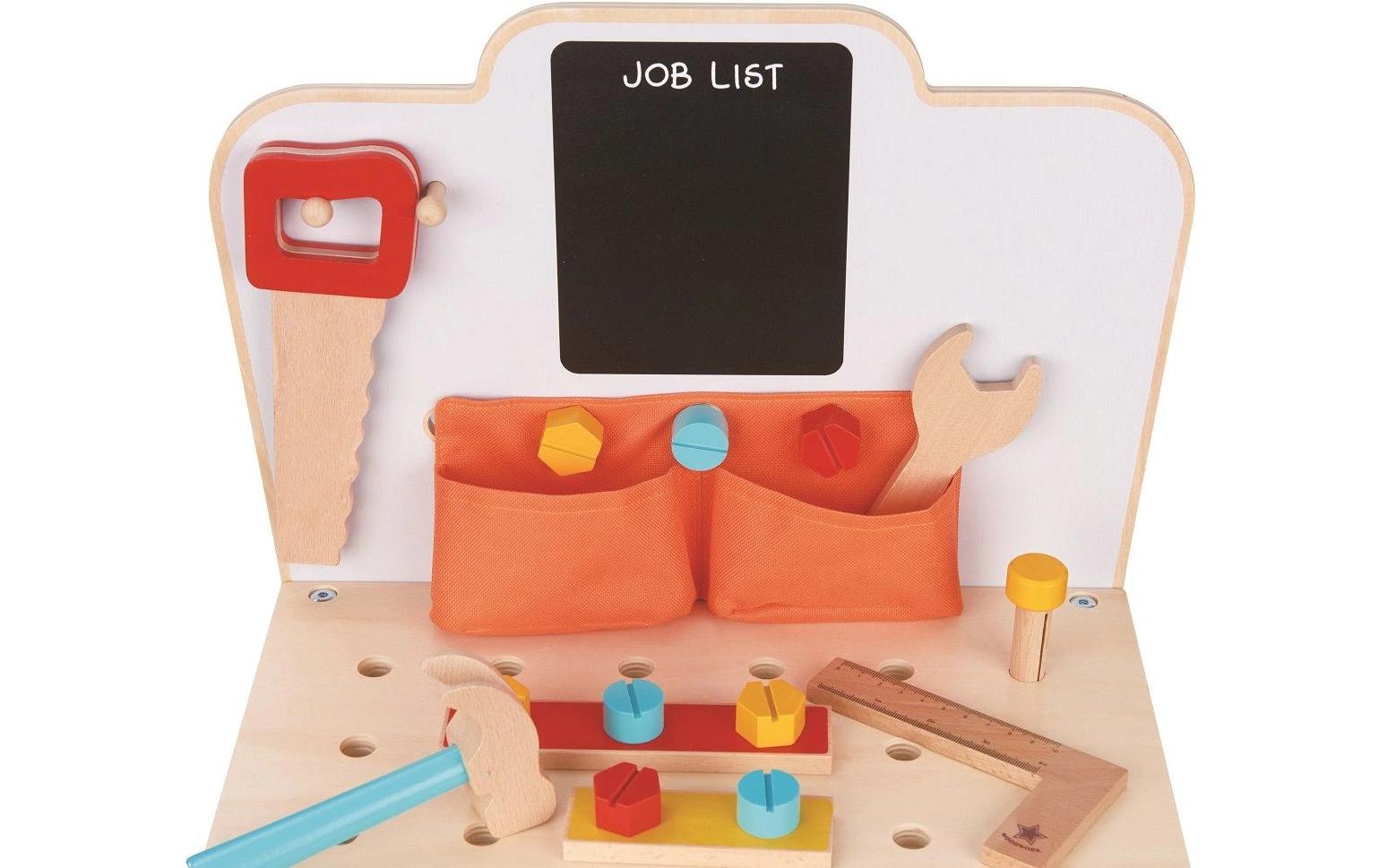 Spielba holzspielwaren Werkbank – 25 × 65 cm – ab 3 Jahren – Holz – mehrfarbig