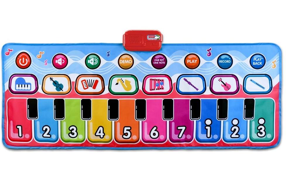 Bontempi Interaktive Musikspielmatte – 130 × 48 cm – 8 Melodien, Audioaufzeichnung – ab 3 J. – mehrfarbig