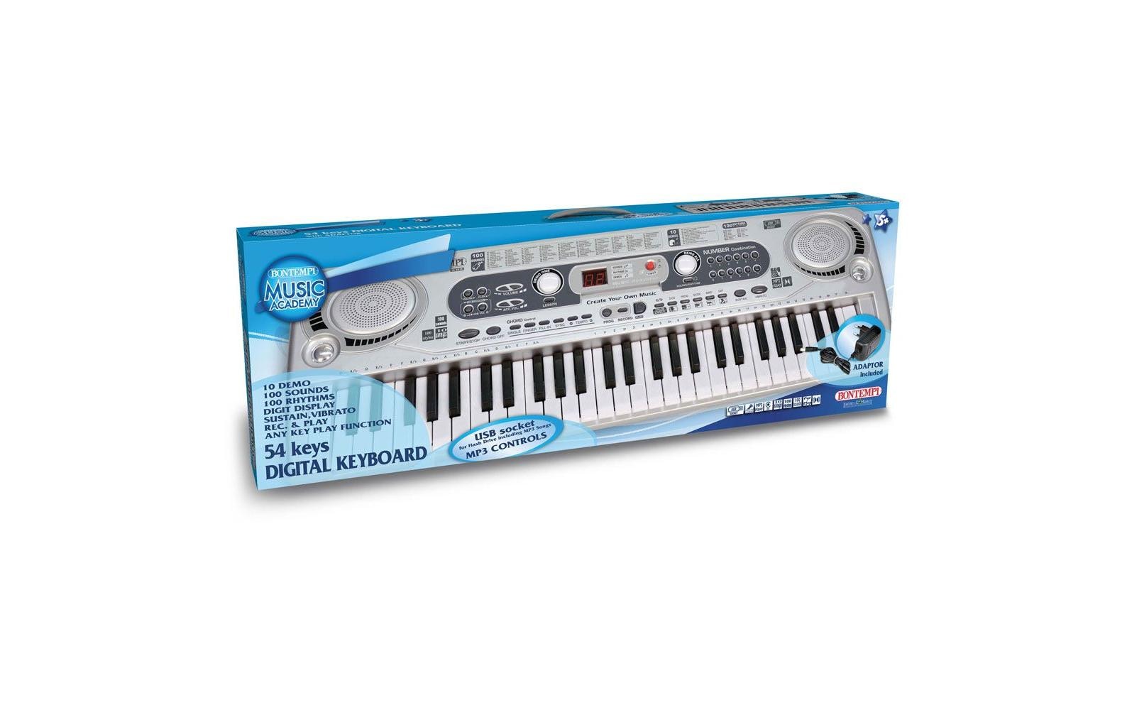 Bontempi Digitales Keyboard – 54 Tasten, 100 Melodien – ab 5 Jahren – Kunststoff, mehrfarbig – 6× AA