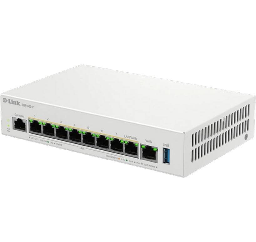 D-Link DBR-600-P – VPN-Router – 7×2,5G LAN, 1×2,5G WAN/LAN, 8×PoE+ 123 W, Dual-WAN, IPSec/PPTP/L2TP/WireGuard
