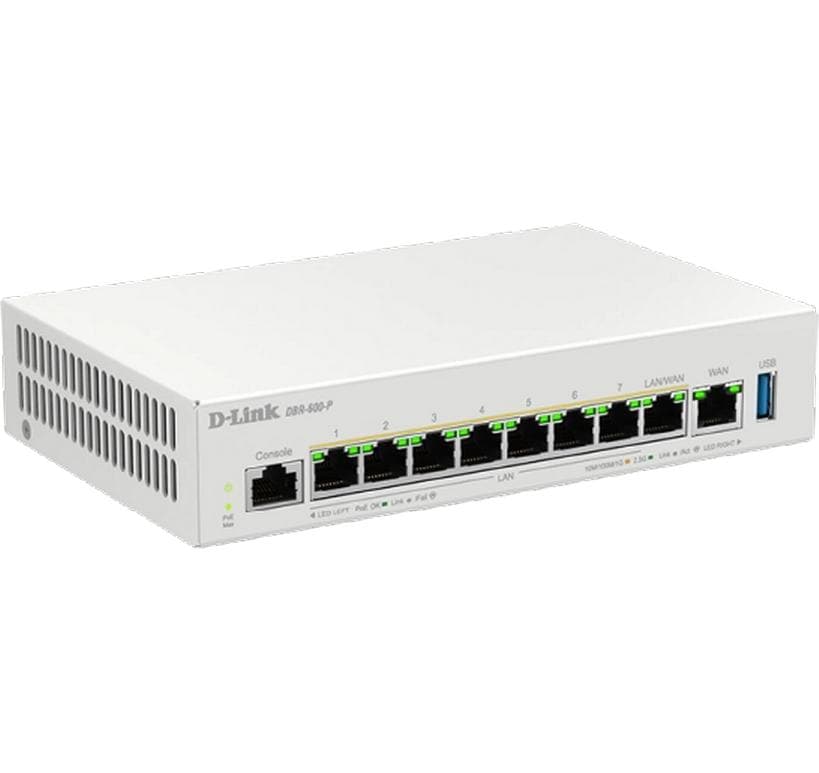 D-Link DBR-600-P – VPN-Router – 7×2,5G LAN, 1×2,5G WAN/LAN, 8×PoE+ 123 W, Dual-WAN, IPSec/PPTP/L2TP/WireGuard