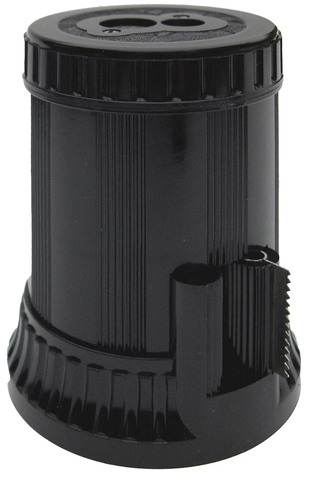 Dux Doppelspitzer mit Klebefilm Doppel-Spitzdose – Duroplast – Schwarz – mit integriertem Klebefilmabroller