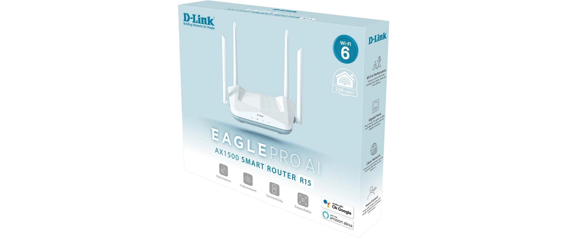 D-Link EAGLE PRO AI R15 – Wi-Fi 6 Access Point, Dual-Band (2,4/5 GHz), 1,5 Gbit/s, 4× GbE, Weiss