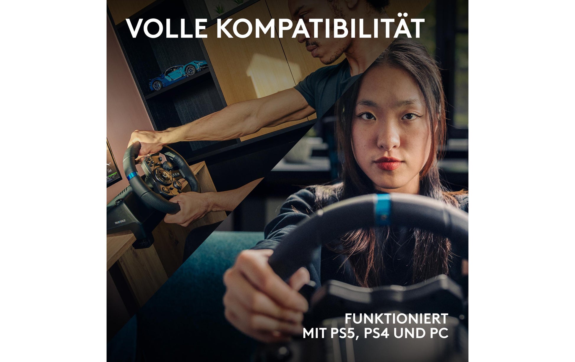 Logitech G G923 – Lenkrad & Pedale – 900° & Force-Feedback – USB (kabelgebunden) – Schwarz – für PC & Xbox