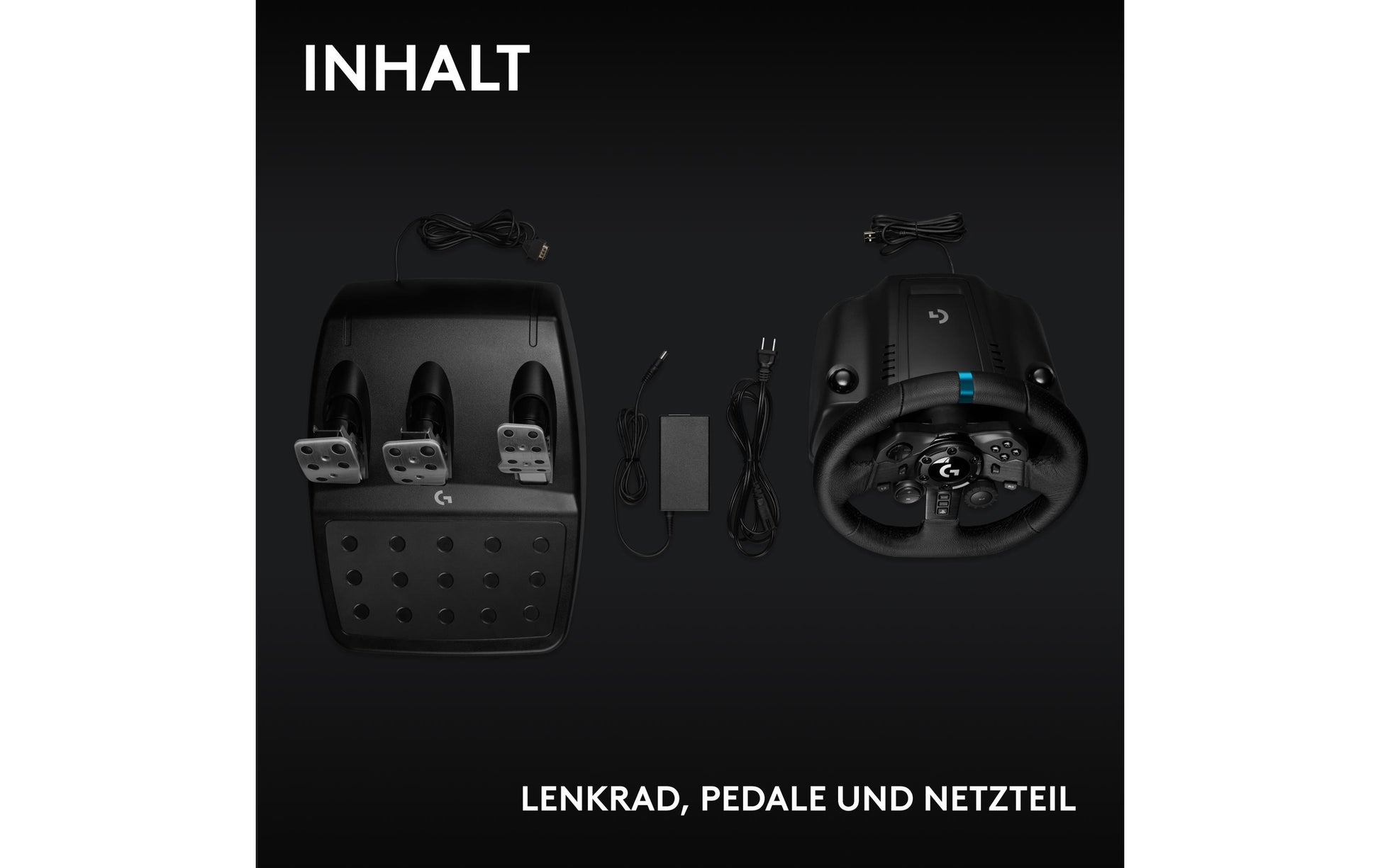 Logitech G G923 – Lenkrad & Pedale – 900° & Force-Feedback – USB (kabelgebunden) – Schwarz – für PC & Xbox