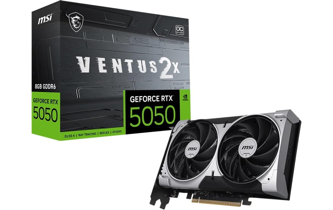 MSI GeForce RTX 5050 VENTUS 2X OC 8G – PCIe Grafikkarte – 3×DP, 1×HDMI, PCIe 5.0, 1×8-Pin