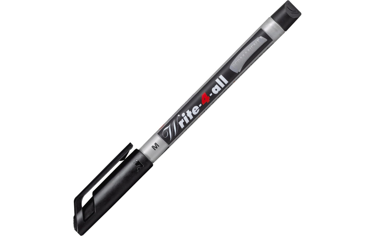 STABILO Write-4-all Permanentmarker – Rundspitze 1 mm – Mehrfarbig, 4er-Set – für Glas, Metall und Kunststoff