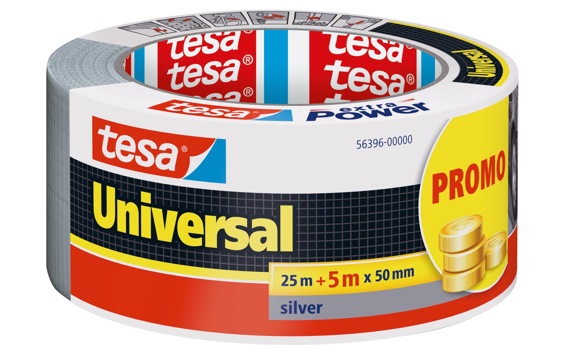 TESA Gewebeband – 50 mm × 30 m, grau, wasserfest, von Hand abreißbar, 1 Stück