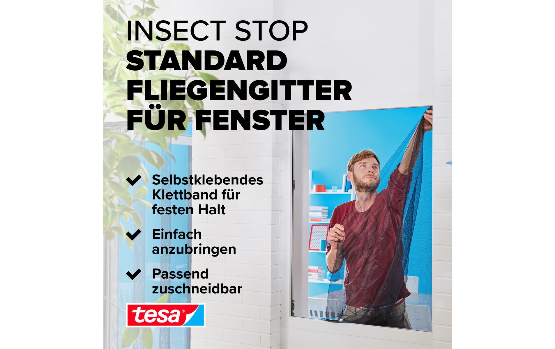 TESA Fenster-Fliegengitter – 150 × 180 cm – Weiss – Polyester – für Fenster