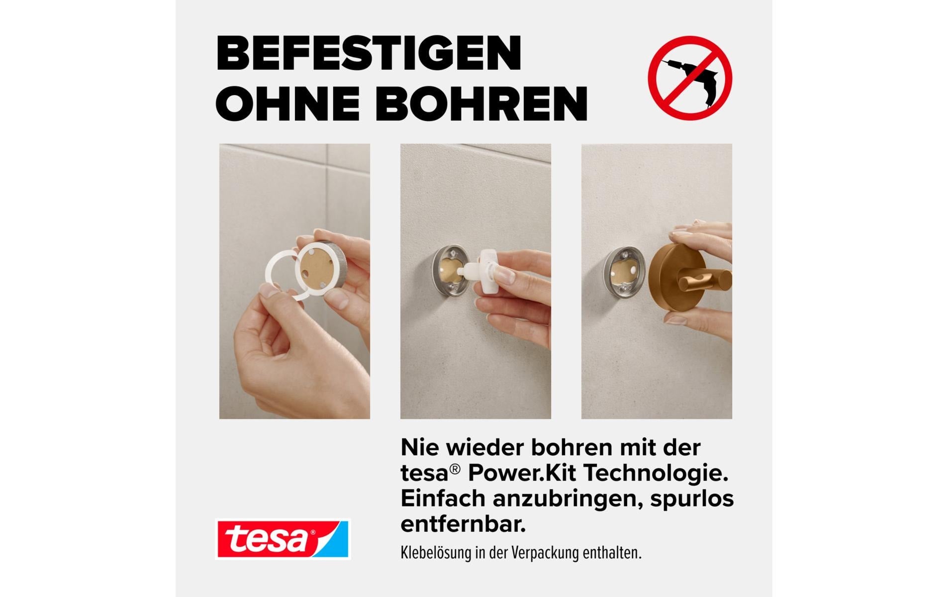 TESA Klebehaken MOON BRONZE – Metall, 5 kg, 8×6,5×8,5 cm, Beige