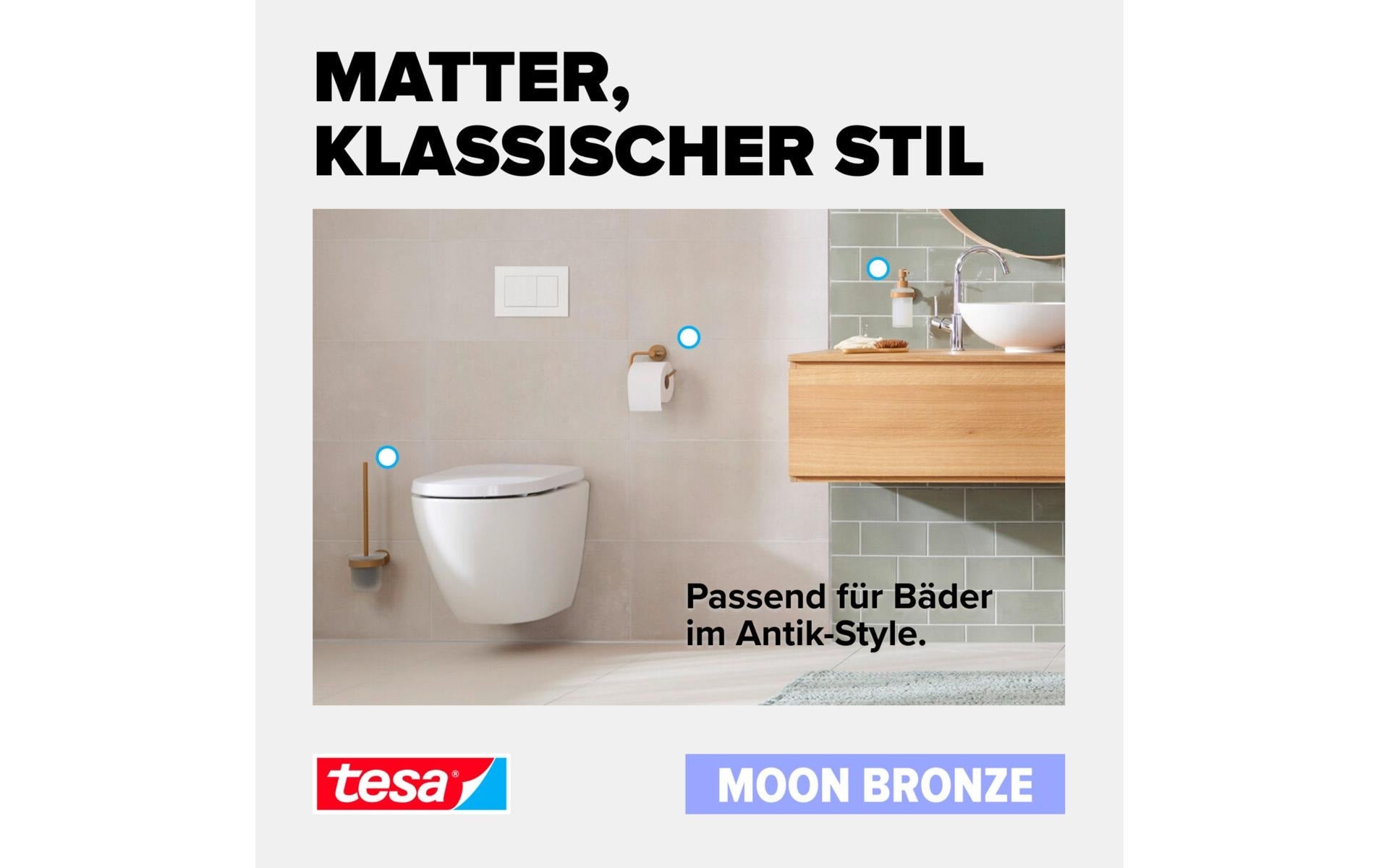 TESA Klebehaken MOON BRONZE – Metall, 5 kg, 8×6,5×8,5 cm, Beige