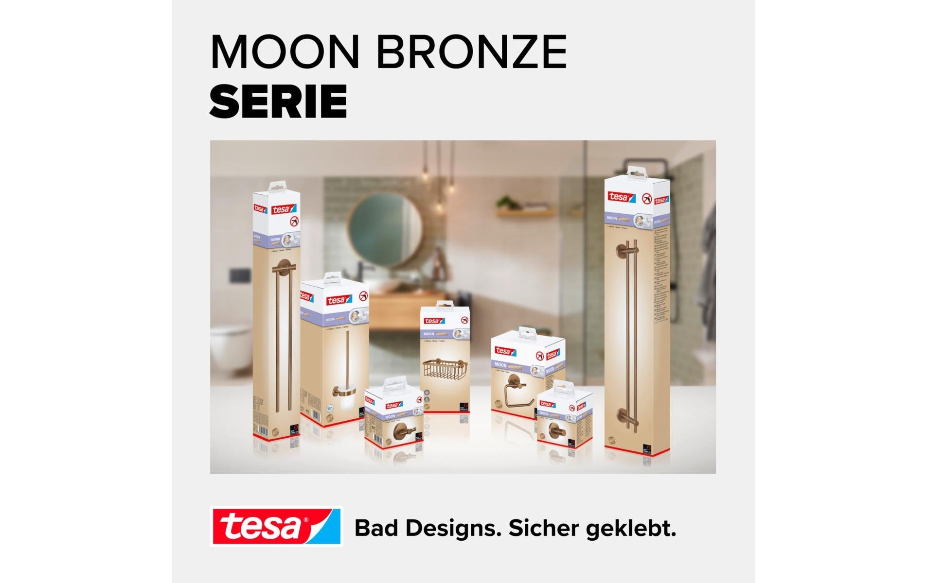 TESA Klebehaken MOON BRONZE – Metall, 5 kg, 8×6,5×8,5 cm, Beige