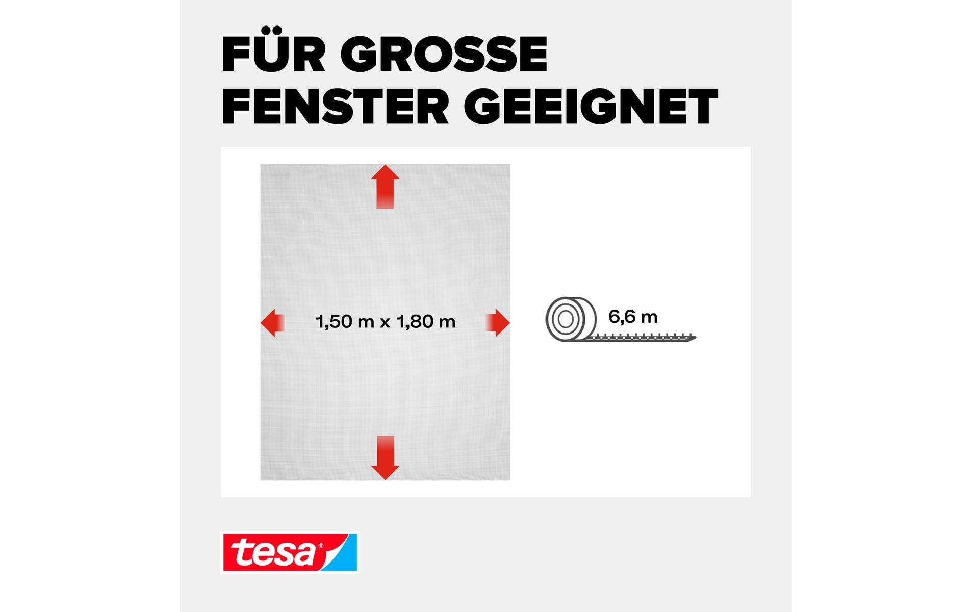 TESA Fenster-Fliegengitter – 150 × 180 cm – Weiss – Polyester – für Fenster