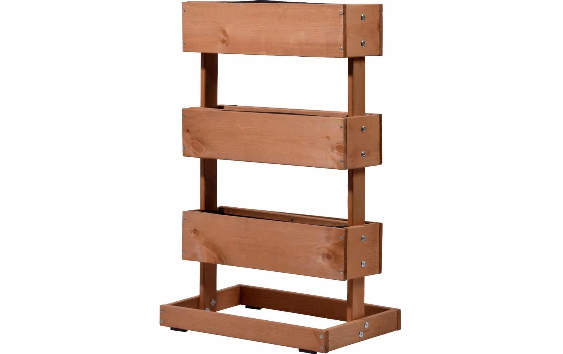 Dobar Pflanzbeet – 49,5 × 78 × 30 cm – Kiefernholz & Kunststoff, Braun, 3 Sektionen