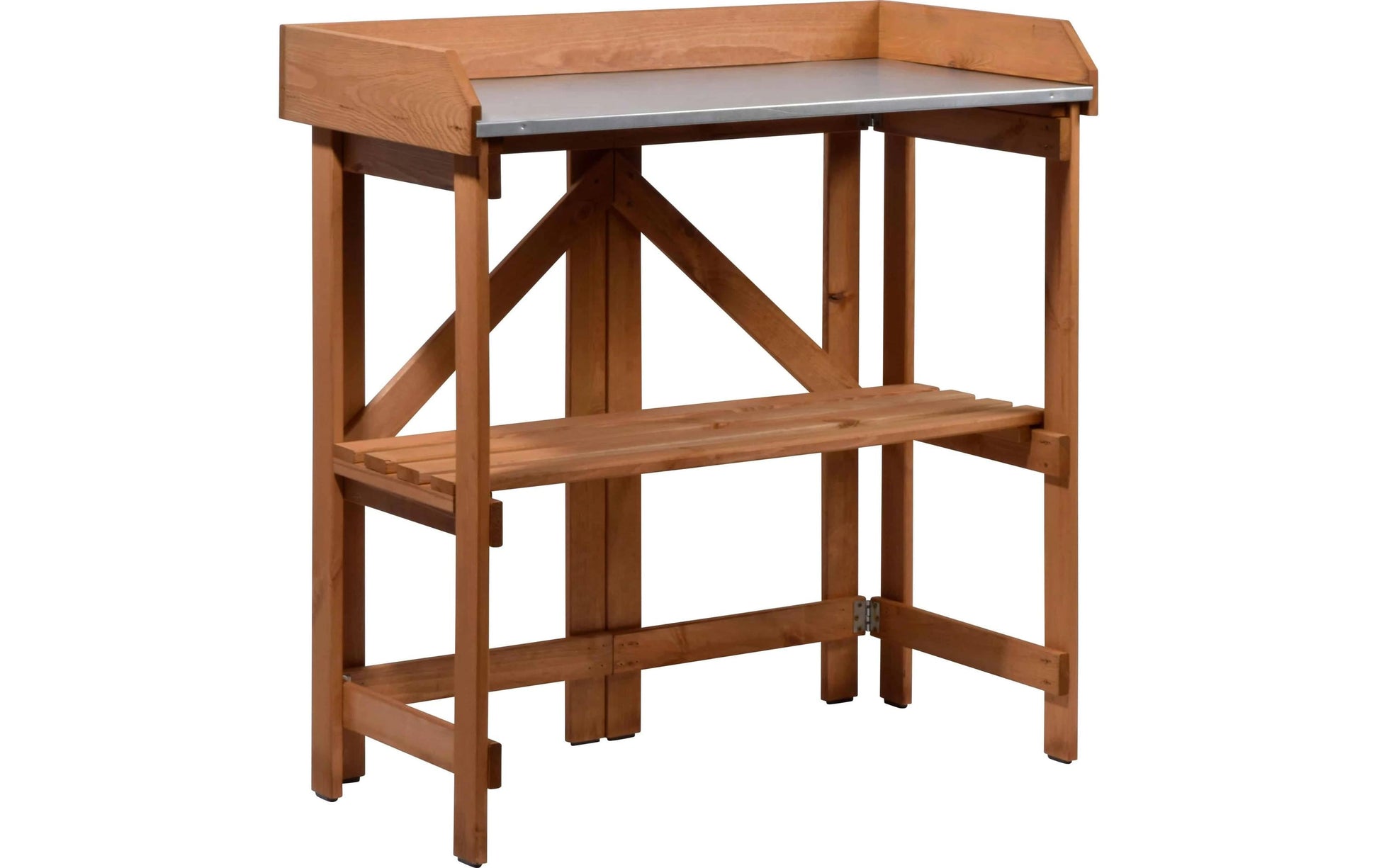 Dobar Faltbarer Pflanztisch (mit Ablage) – Kiefernholz – Braun – 850 × 890 × 440 mm