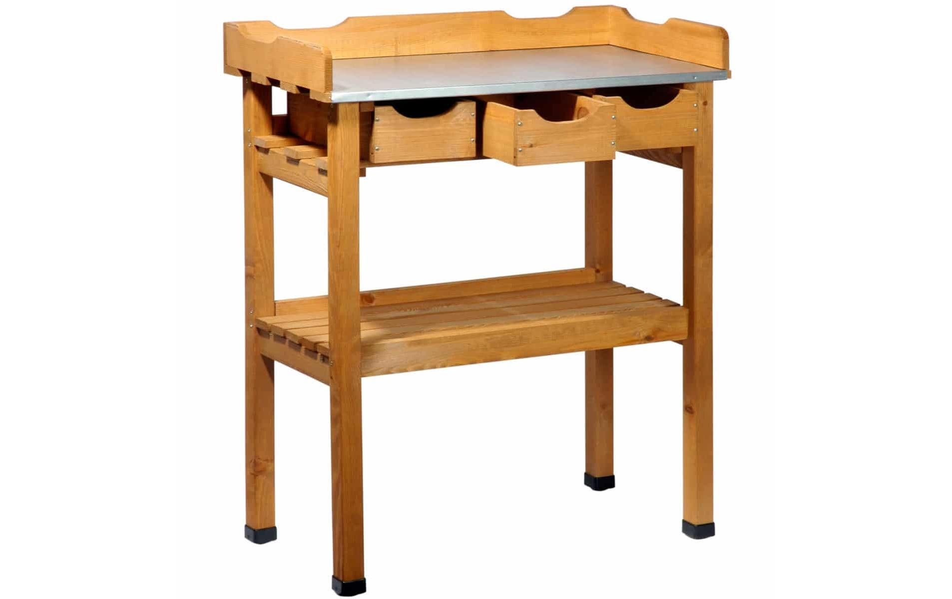 Dobar Pflanztisch – mit 3 Schubladen, 80 × 40 × 90 cm – Kiefernholz, Braun