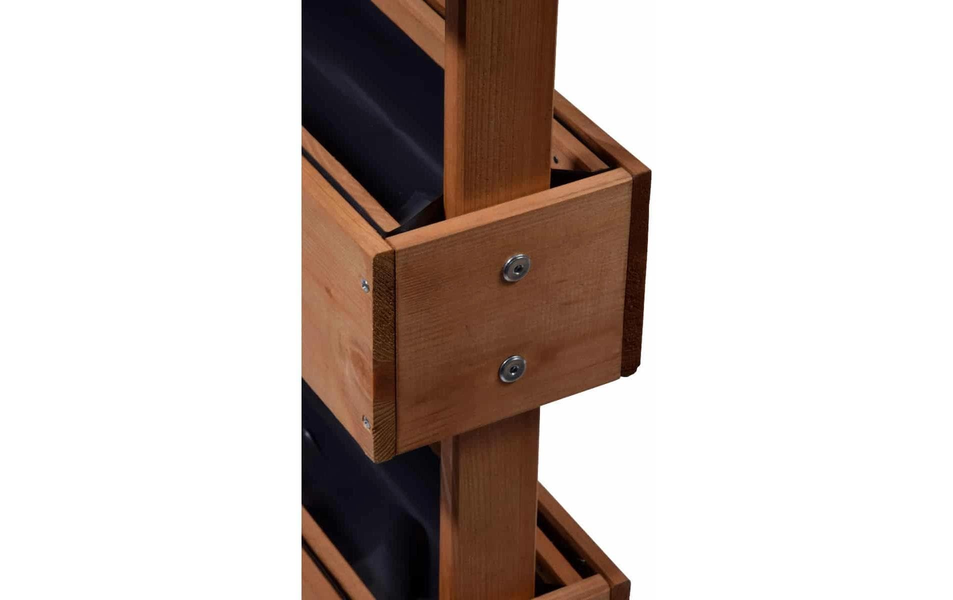 Dobar Pflanzbeet – 49,5 × 78 × 30 cm – Kiefernholz & Kunststoff, Braun, 3 Sektionen
